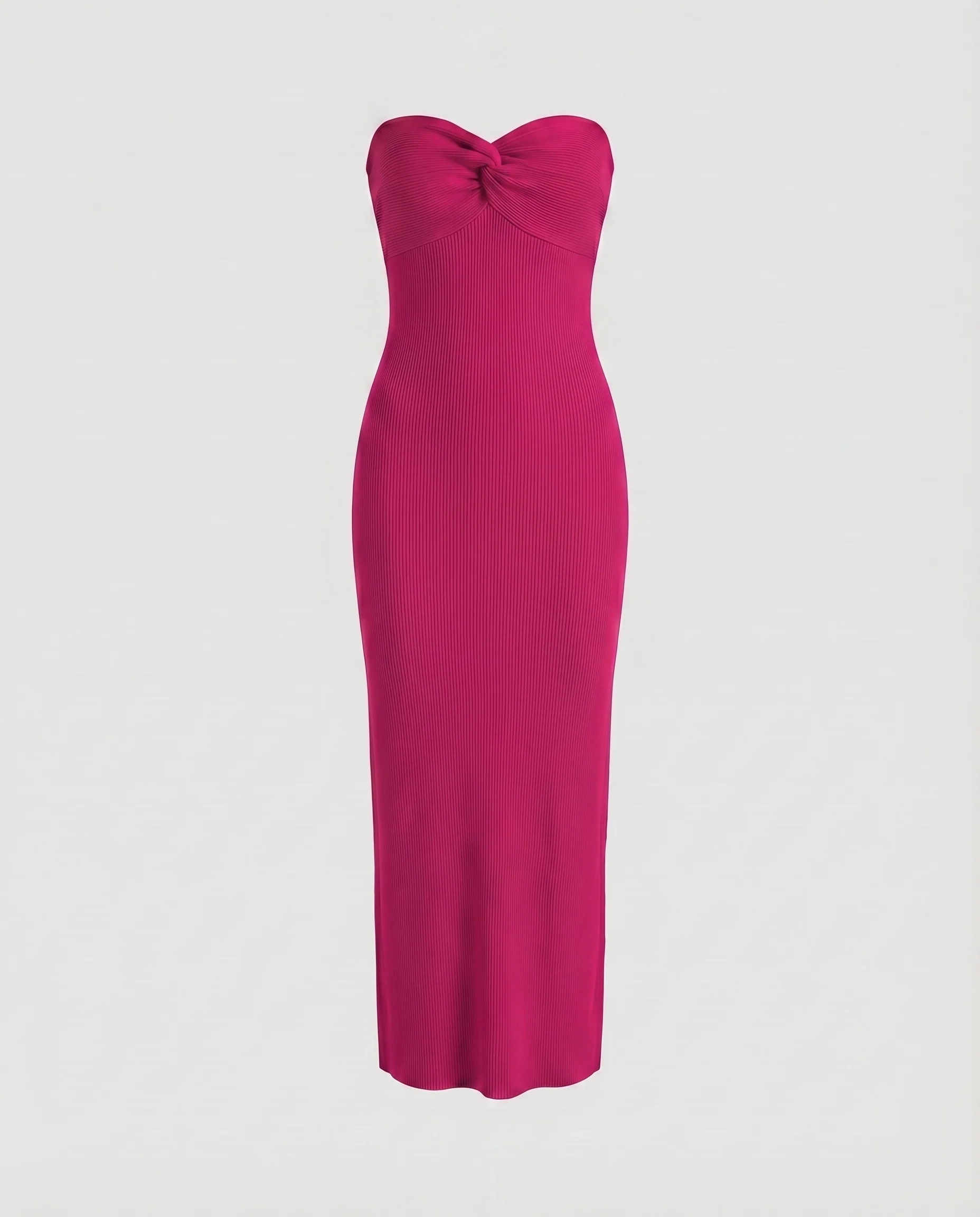 Damen Schlauchkleid Trägerlos Rippstruktur Knöchellang - Image 10