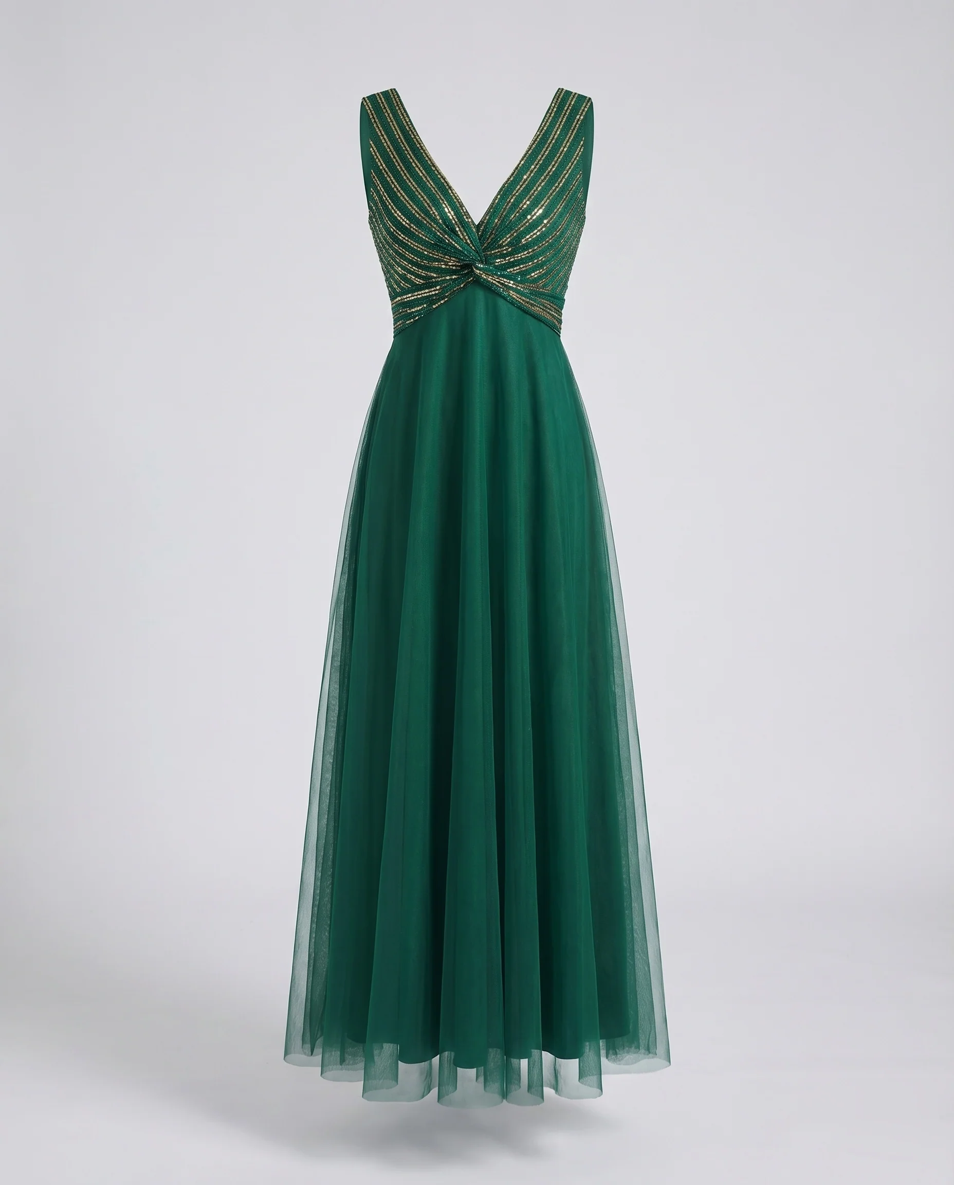 Damen Tüll-Maxikleid Bustier Empire-Taille - Image 5