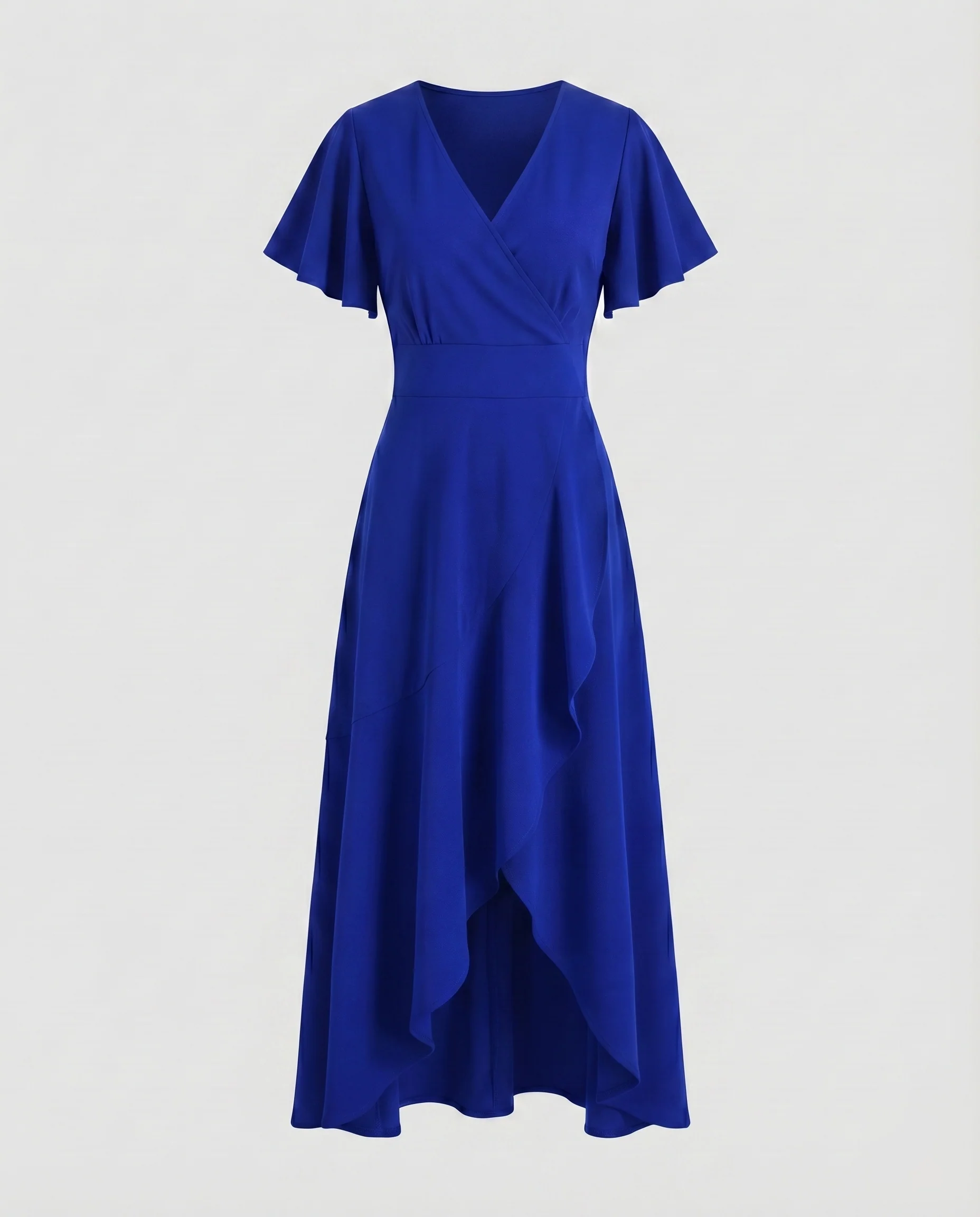 Damen Maxikleid V-Ausschnitt Flatterärmel Volant-Saum - Image 7