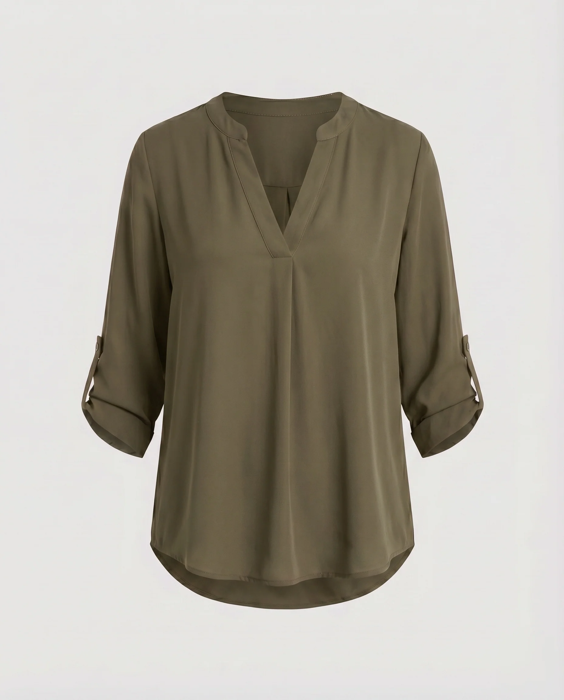 Damen Tunika-Bluse Crêpe Asymmetrischer Saum 3/4-Arm - Image 10