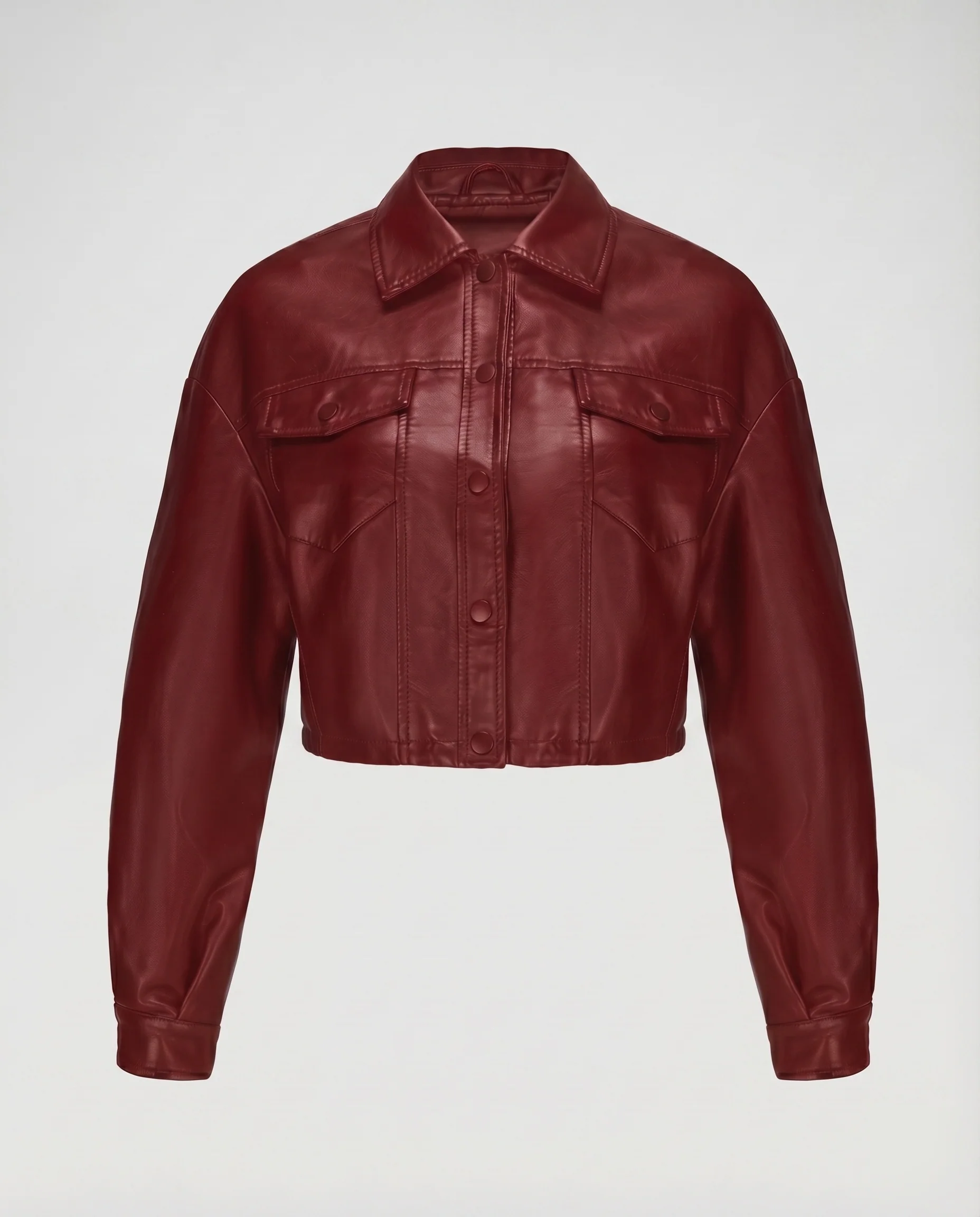 Damen Hemdblouson Vegan-Nappa Druckknopfleiste Pattentaschen - Image 6