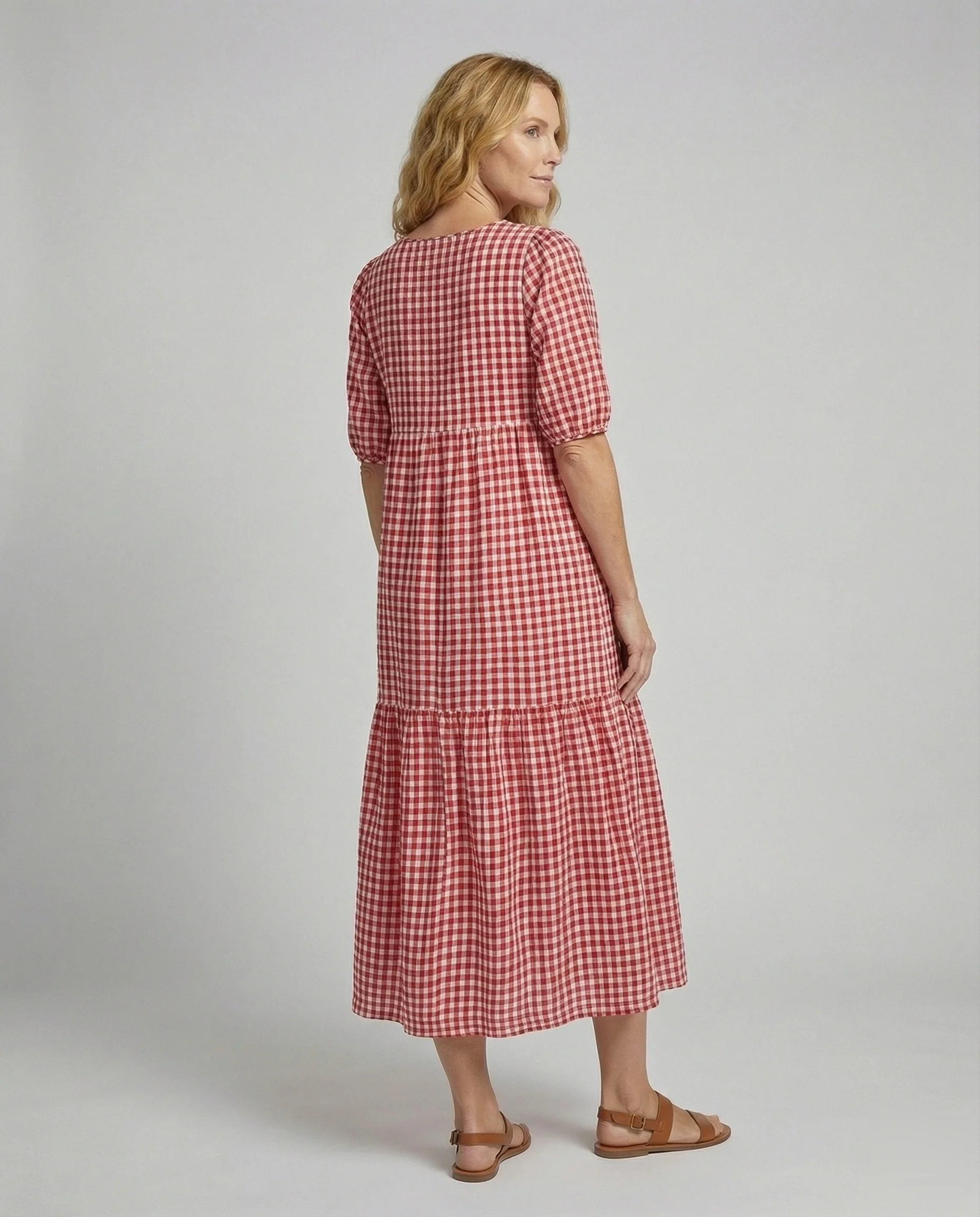 Klassische Stufenvolant Baumwolle Stufenmidikleid - Image 4