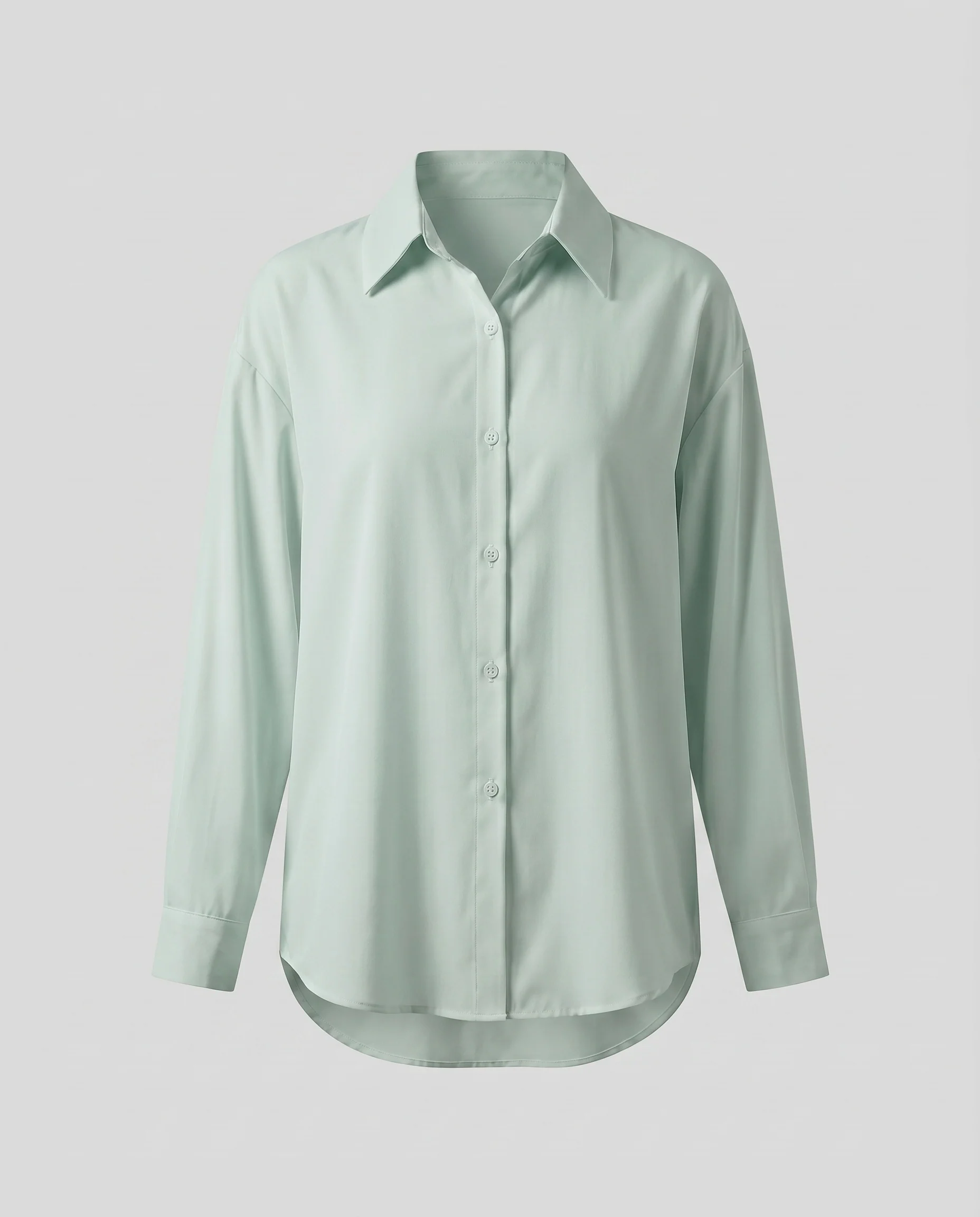 Damen nan weit geschnittene Hemdbluse mit überschnittenen Schultern, Kentkragen und gerundetem Saum - Image 6