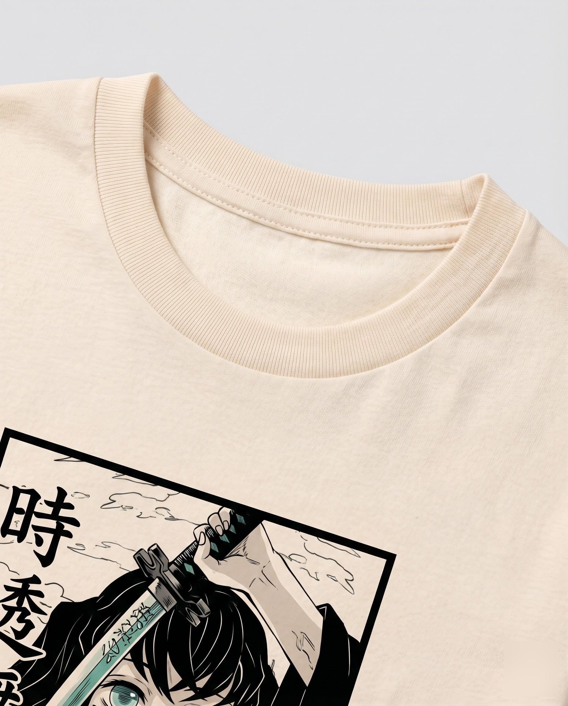 Damen Manga-Print T-Shirt Boxy-Schnitt Krempelärmel Rundhals - Image 3