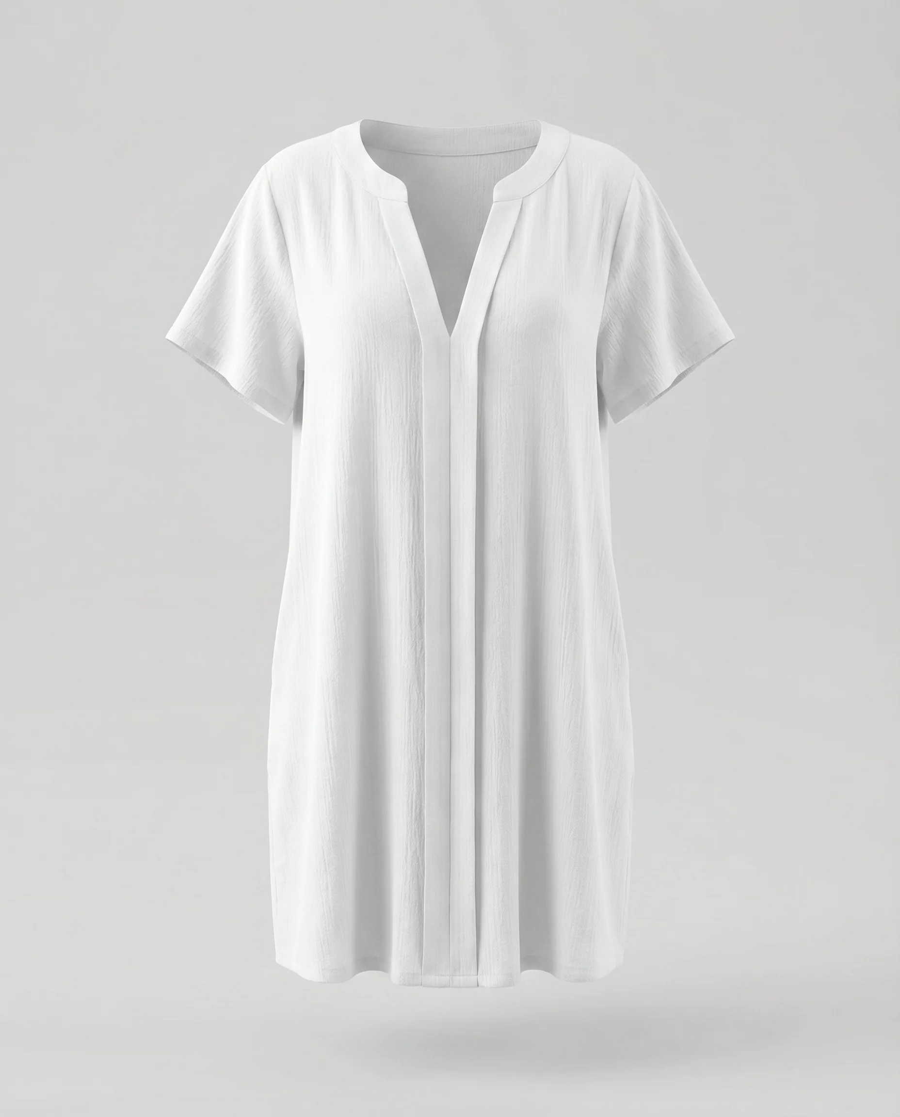 Damen Tunika-Minikleid Hemdstil Beinschlitz Lange Ärmel V-Ausschnitt - Image 5