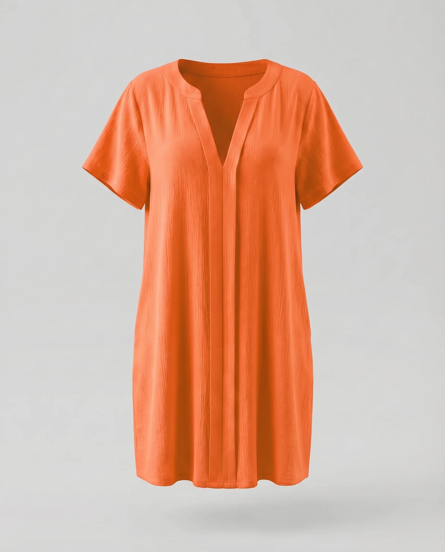 Damen Tunika-Minikleid Hemdstil Beinschlitz Lange Ärmel V-Ausschnitt - Image 6