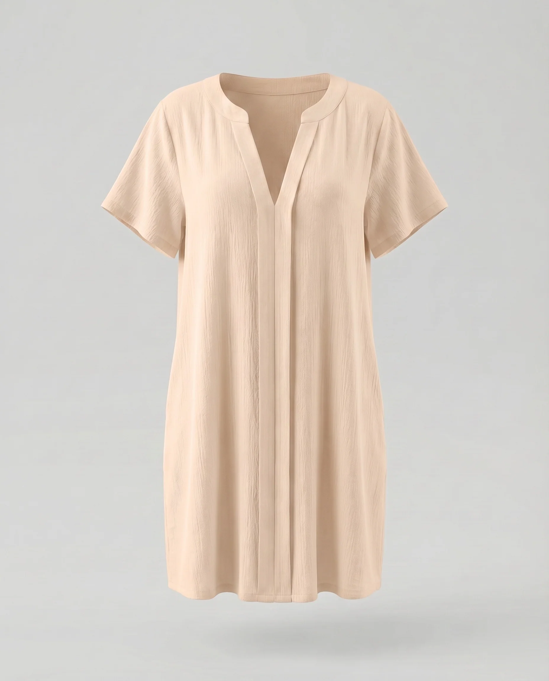 Damen Tunika-Minikleid Hemdstil Beinschlitz Lange Ärmel V-Ausschnitt - Image 7