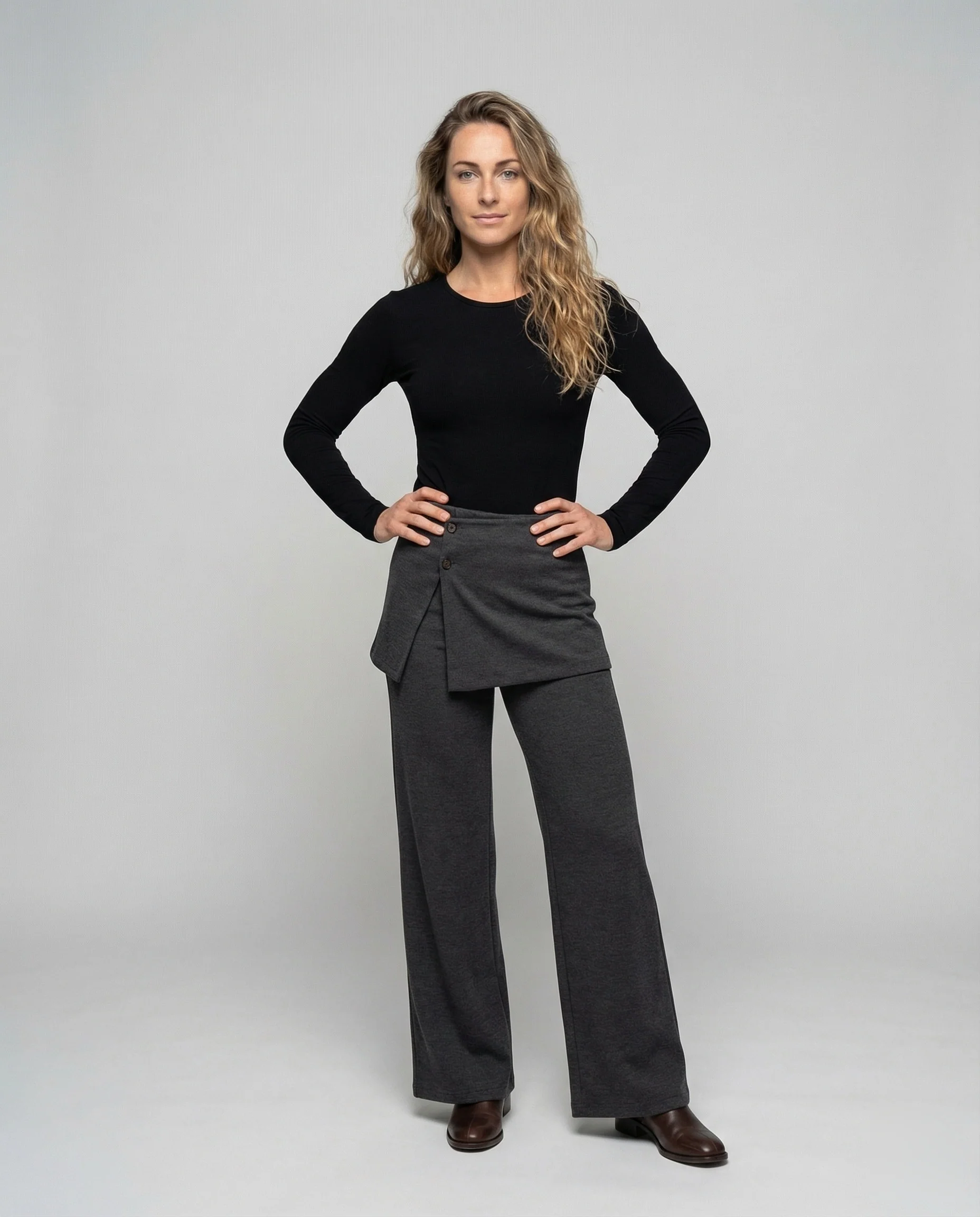 Damen Weite Hose Mini-Wickelblende