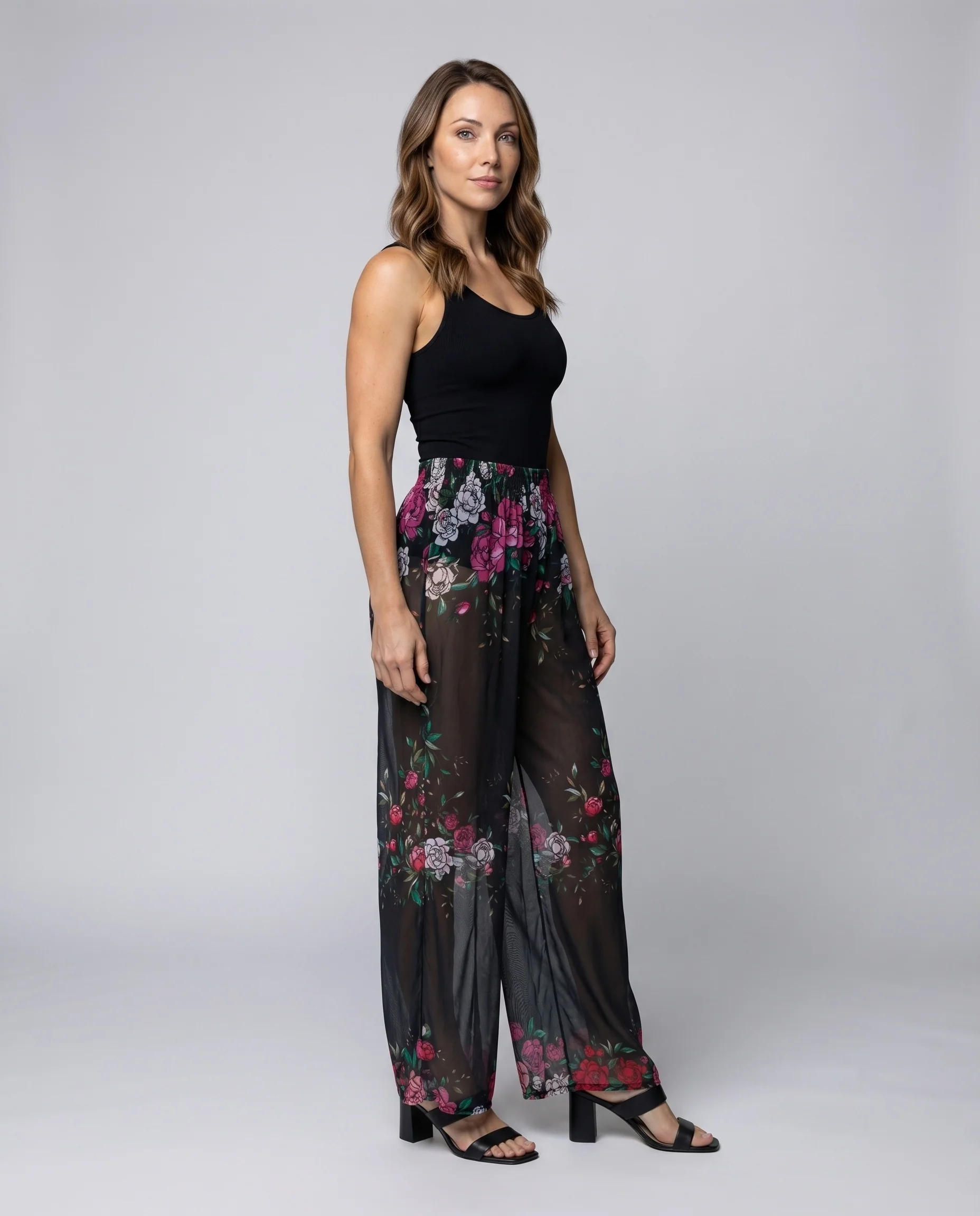 Damen Palazzo-Hose Ethno-Muster Hoher Gummibund Jersey