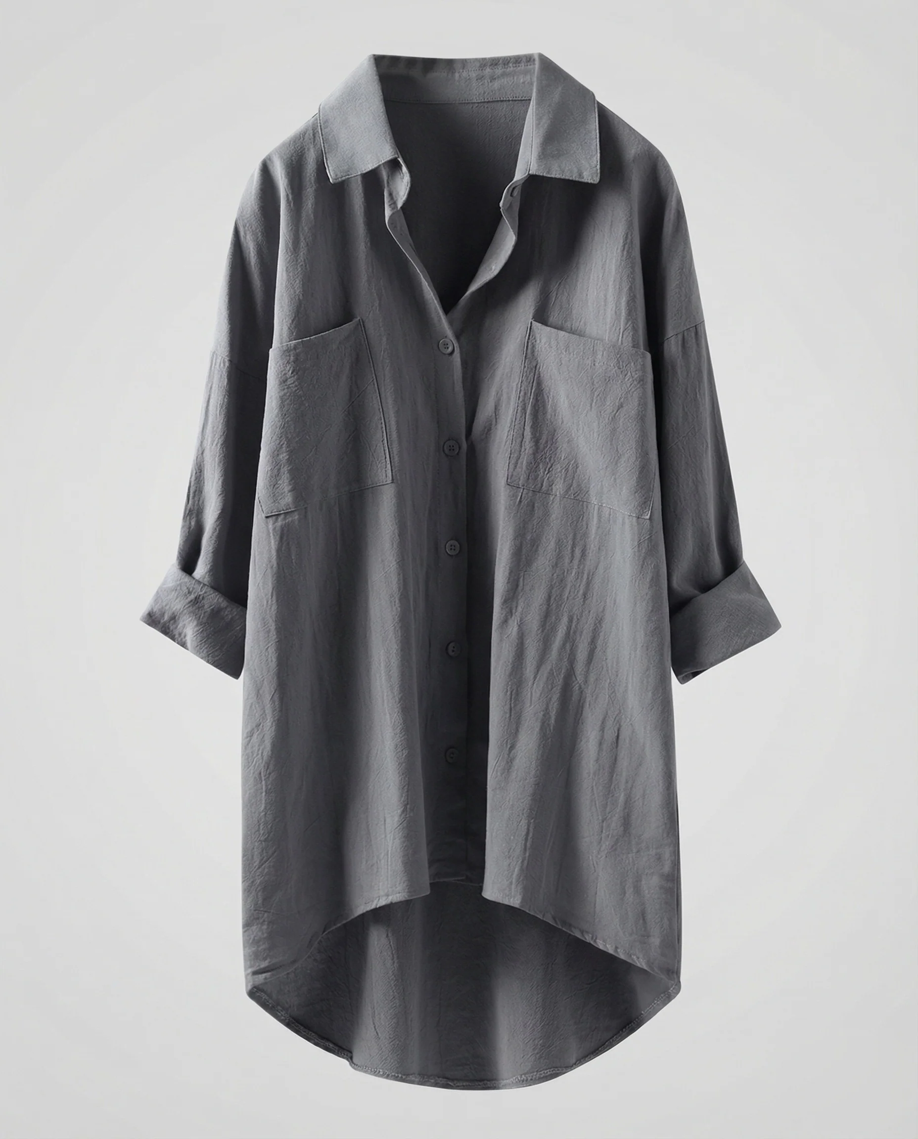 Damen Weite Verlängerte Mischgewebe Tunika-Longbluse - Image 5