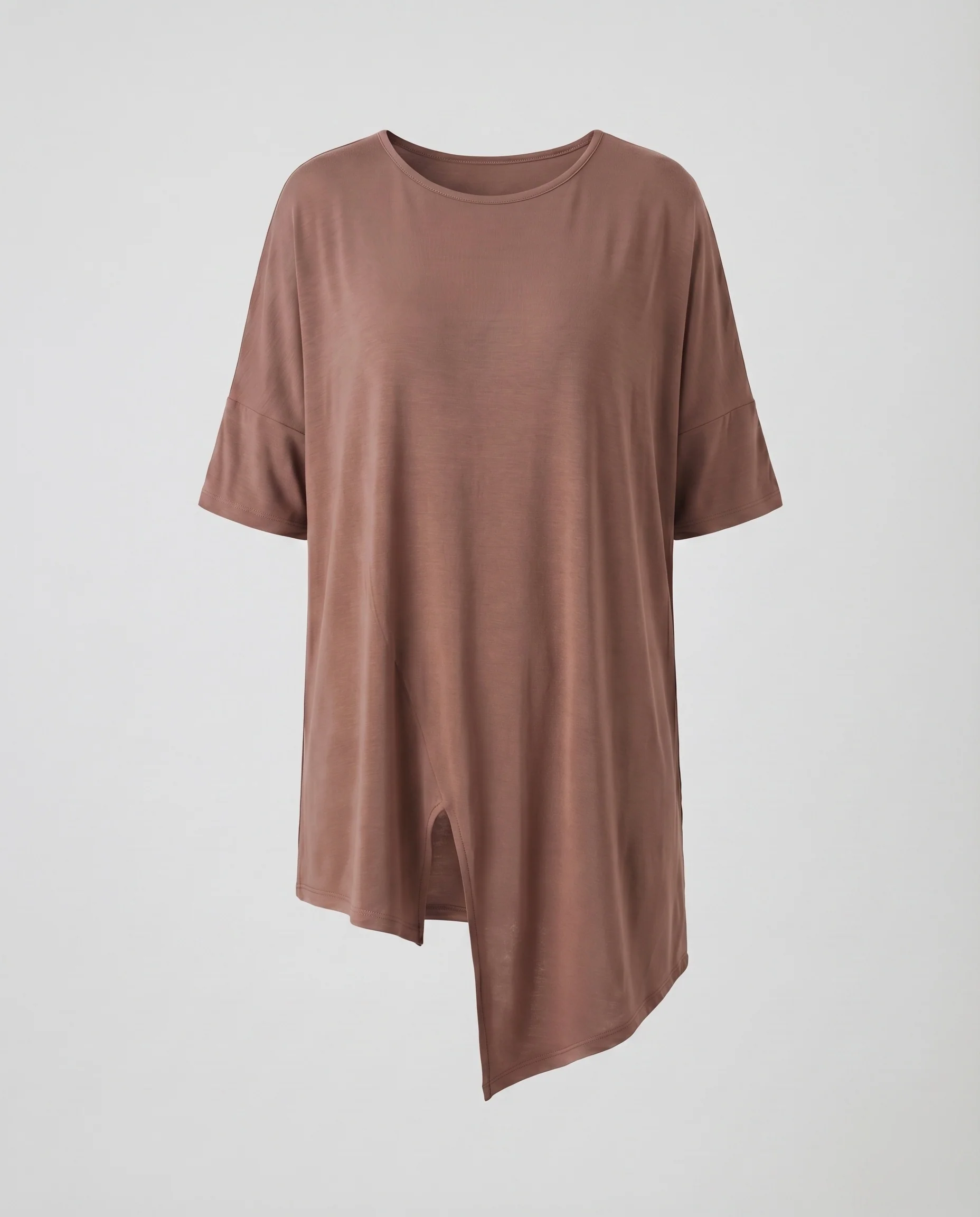 Damen Schlichte Seitlicher Schlitz Viskosejersey Longshirt - Image 8