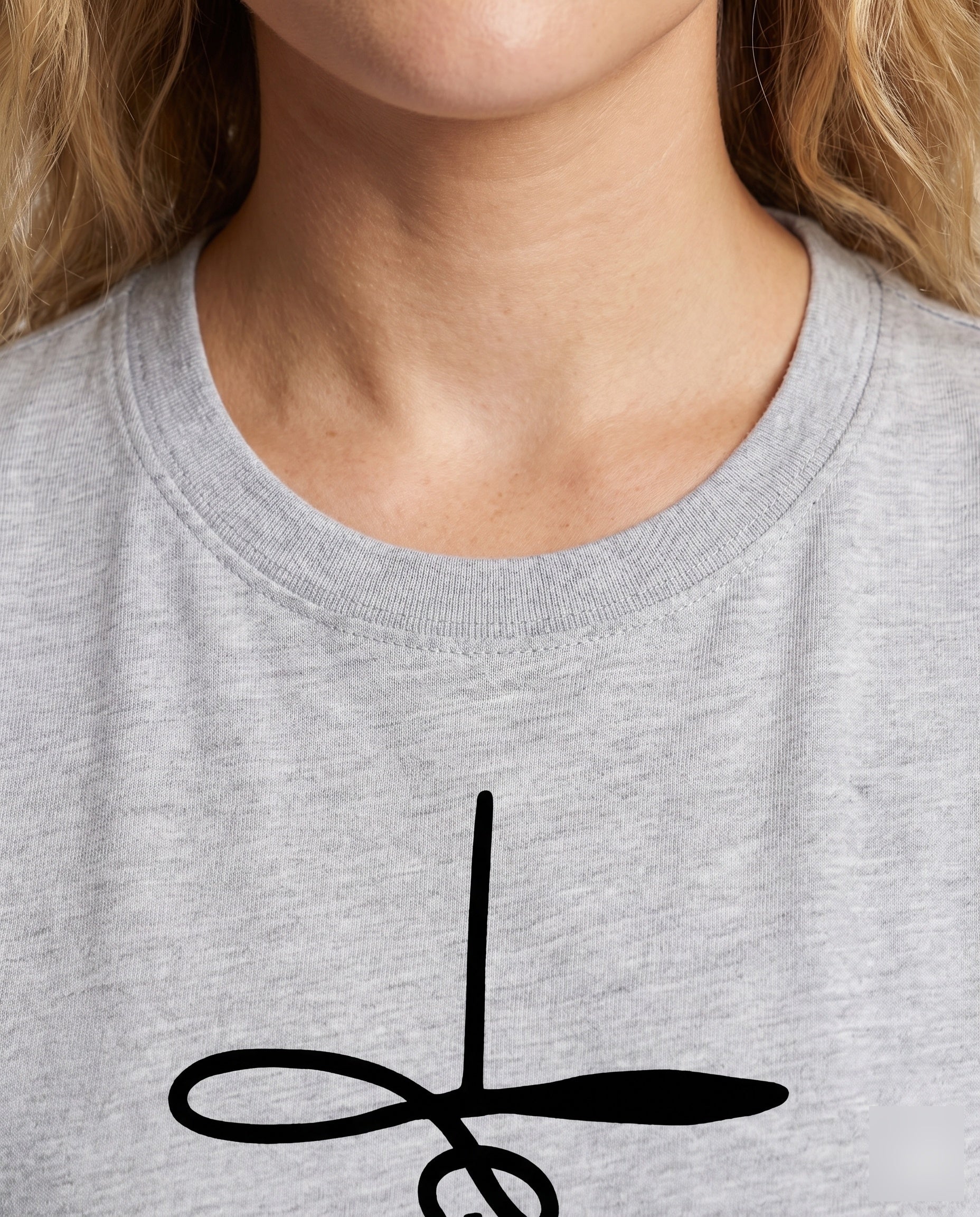 Damen Baumwollshirt Jesus-Kreuzaufdruck Rundhals Weit - Image 3