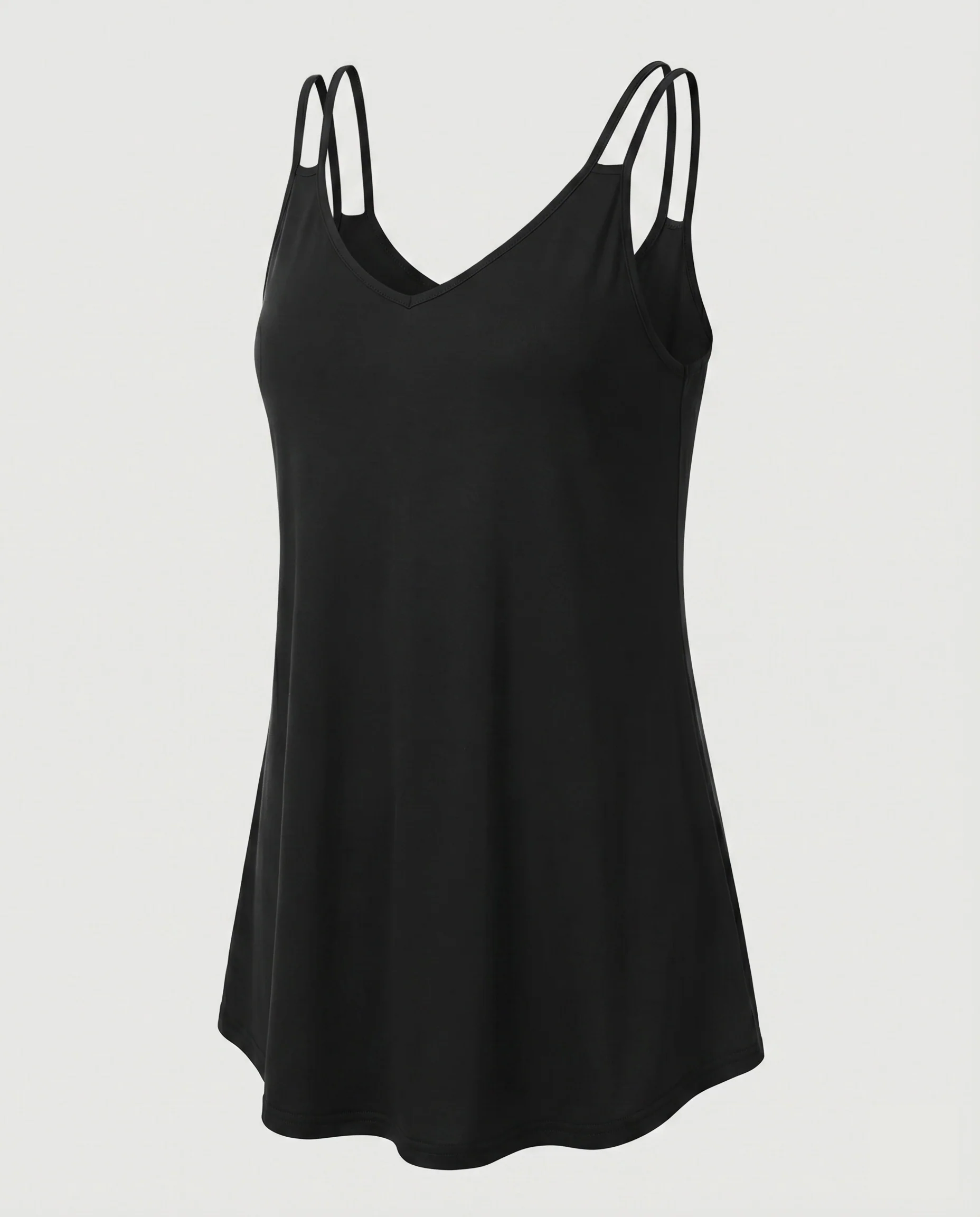 Damen Feminine Doppelspaghettiträger Mischgewebe Longtop - Image 5