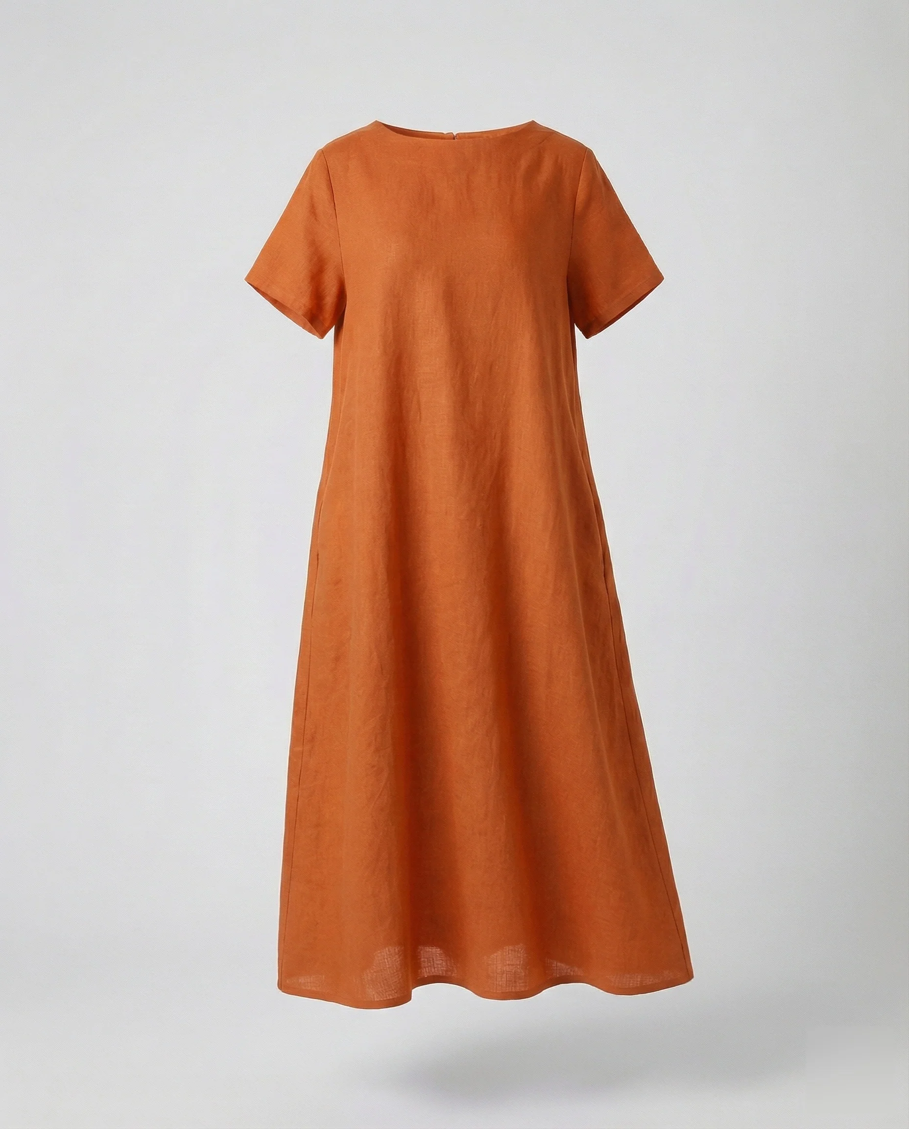 Damen Leinenmix-Midikleid Schiffsausschnitt - Image 6