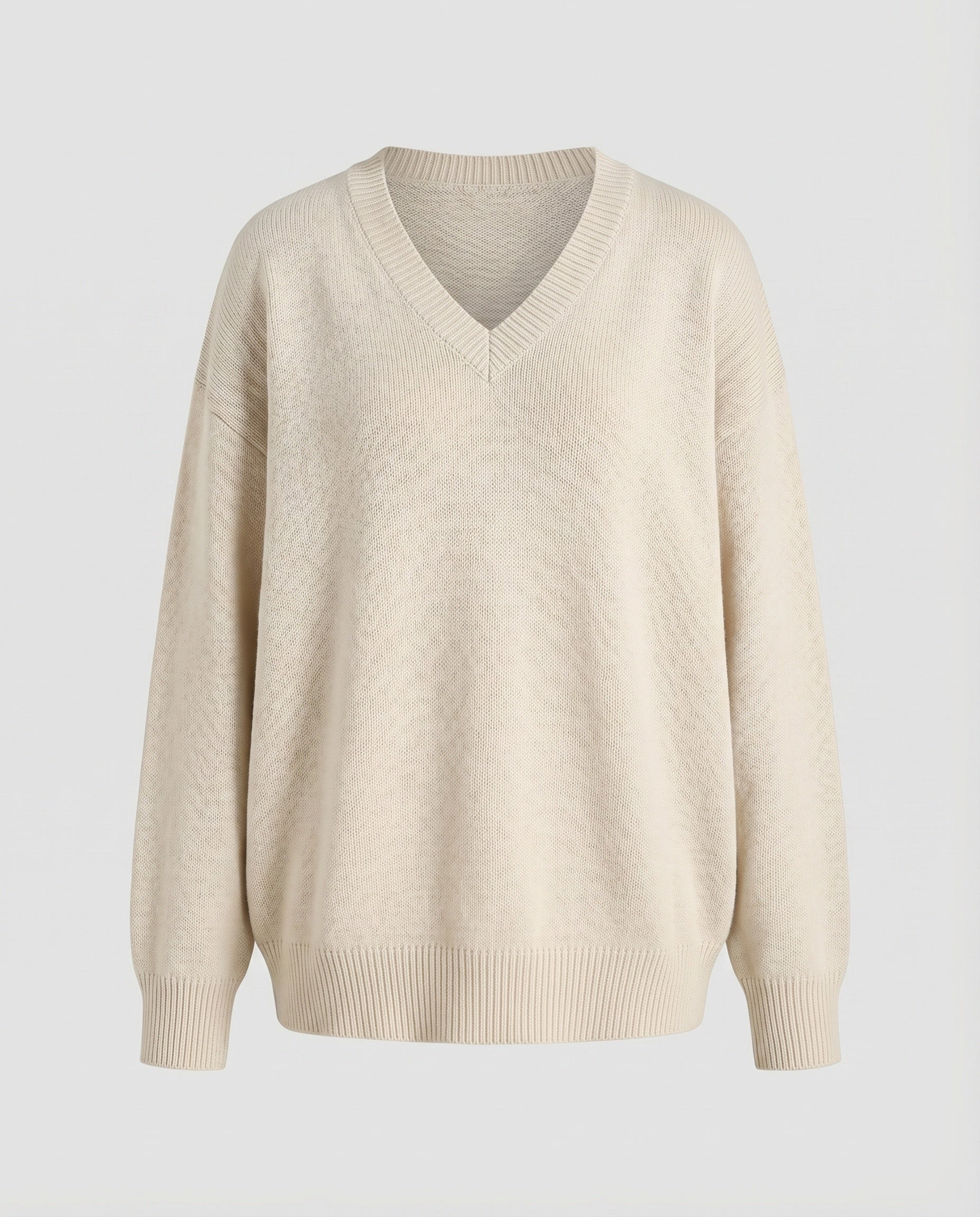Damen Strickpullover V-Ausschnitt Rippsaum Weit - Image 5