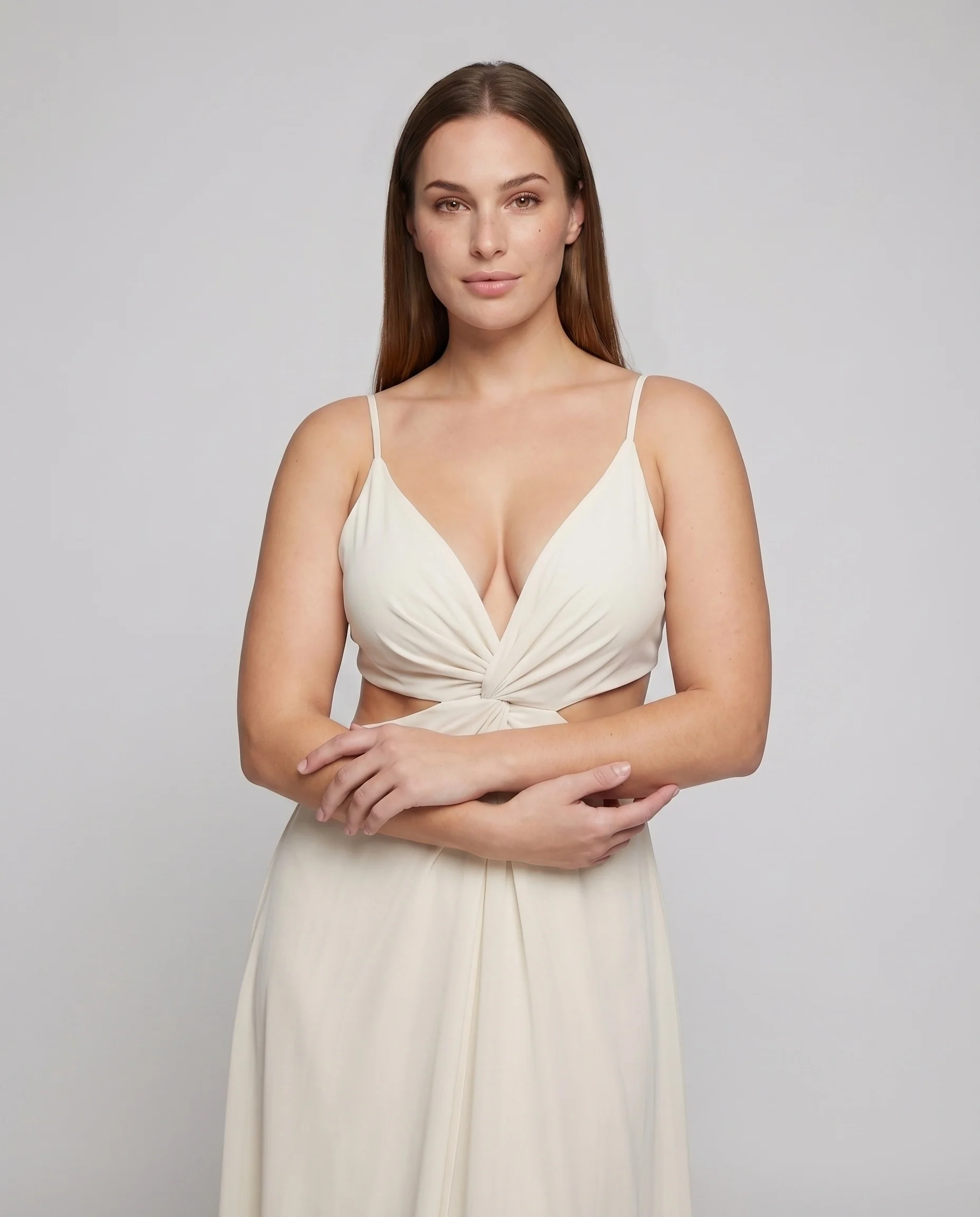 Damen Wickel-Bustier-Kleid Cut-Outs Empire-Taille Stufenrock - Image 2