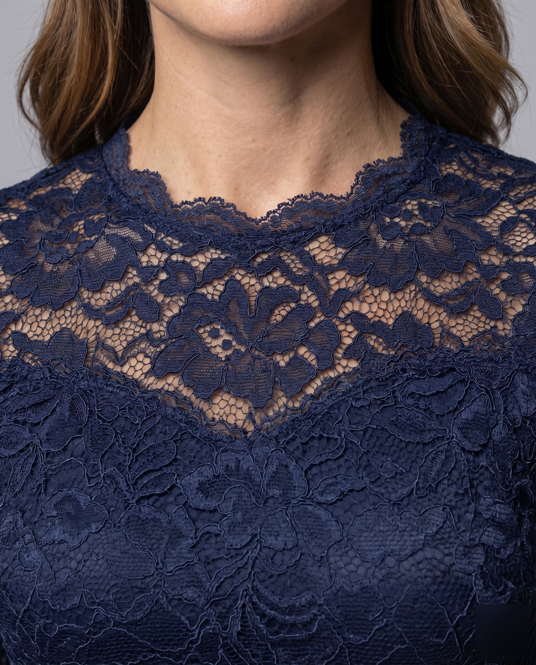 Damen Maxikleid Spitze Chiffon Faltenrock - Image 3