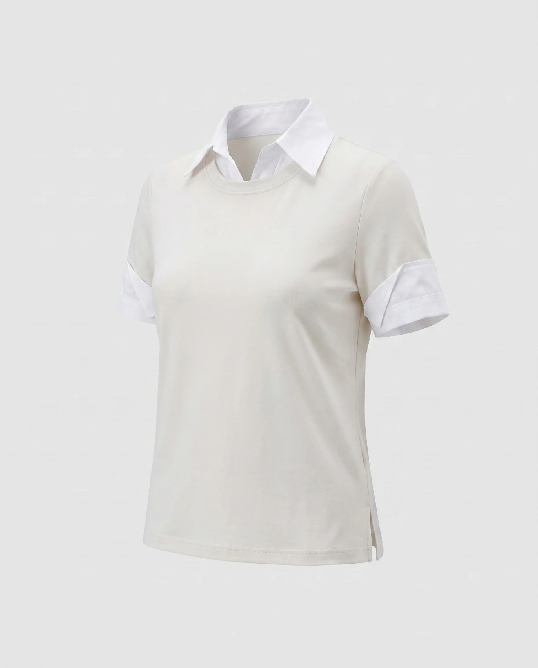 Damen nan zweilagiges Shirt mit eingenähtem Hemdkragen und kurzärmeligem Pullovereffekt - Image 6