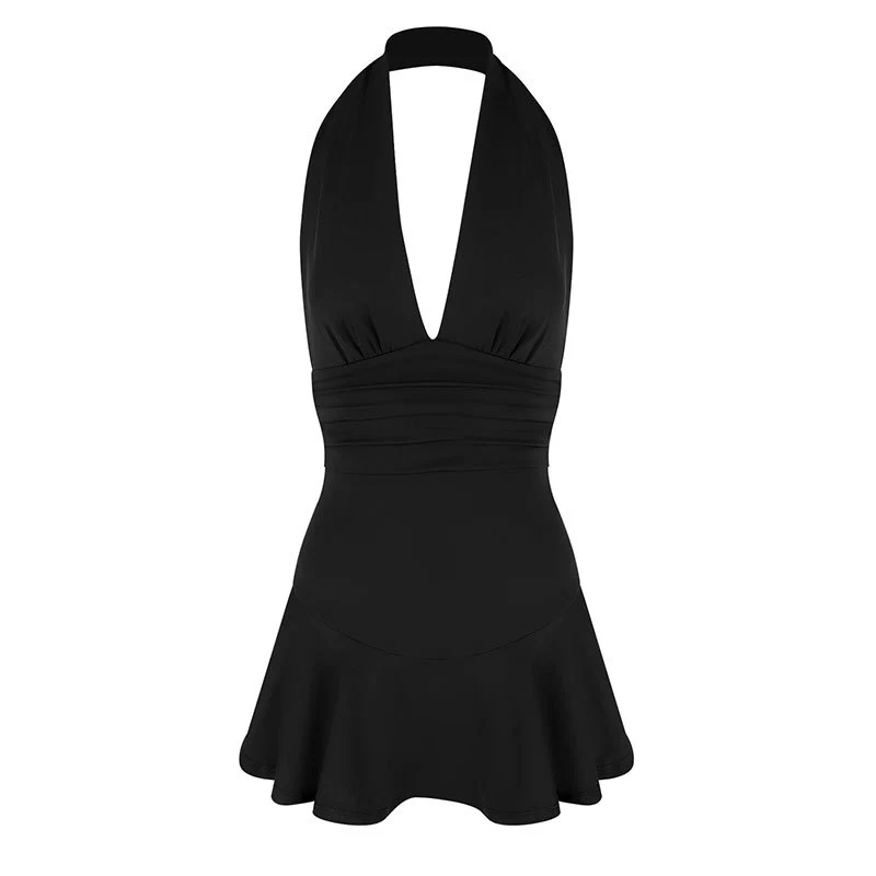 Damen Neckholder Kleid mit fließendem Rock und figurbetonter Passform R&B - Image 5