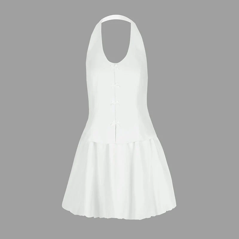 Damen Neckholder Kleid mit verspieltem Saum und raffinierten Knöpfen R&B - Image 6