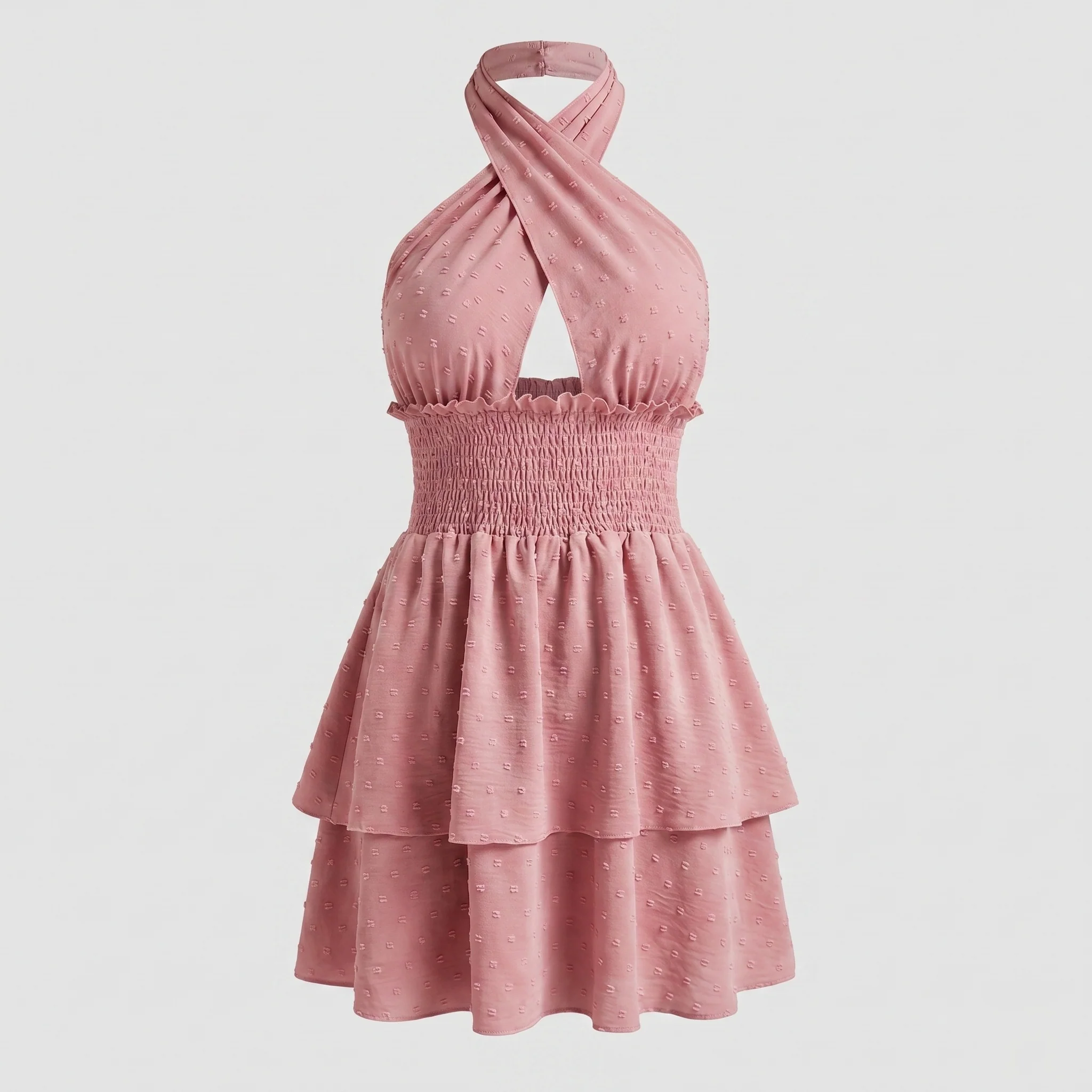 Damen Neckholder-Kleid mit verziertem Oberteil und voluminösem Rock - Image 6