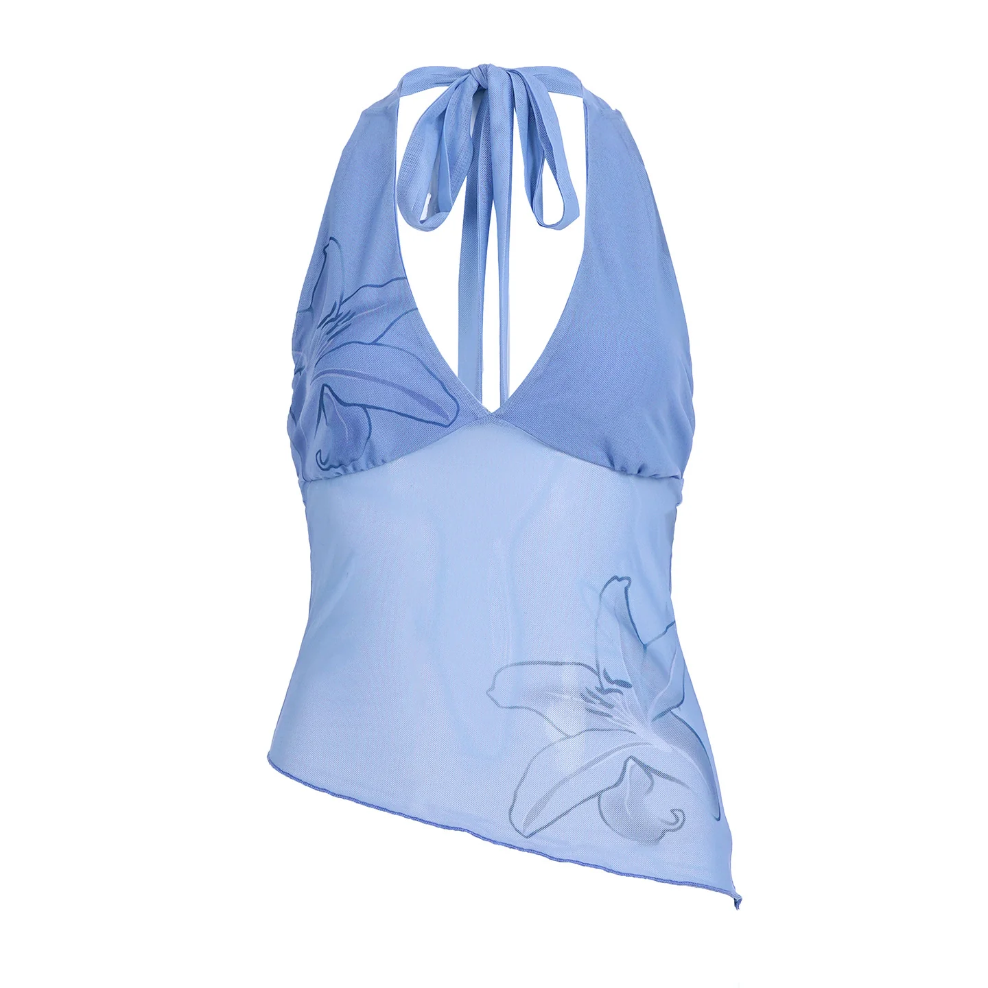 Damen Neckholder Oberteil mit floralem Design und asymmetrischem Schnitt Heidi-Mode - Image 6