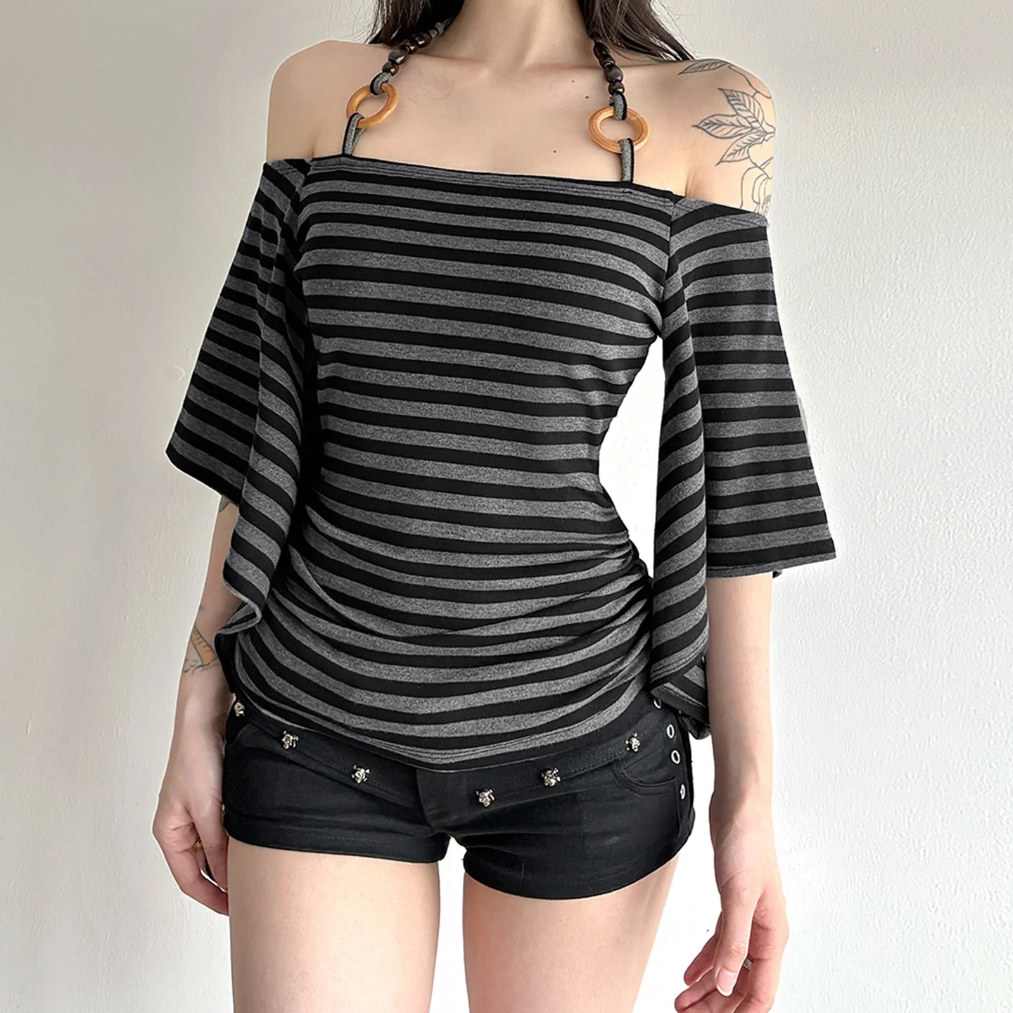 Damen Oberteil mit schickem Rüschen-Design und weit geschnittenen Ärmeln Heidi-Mode - Image 3