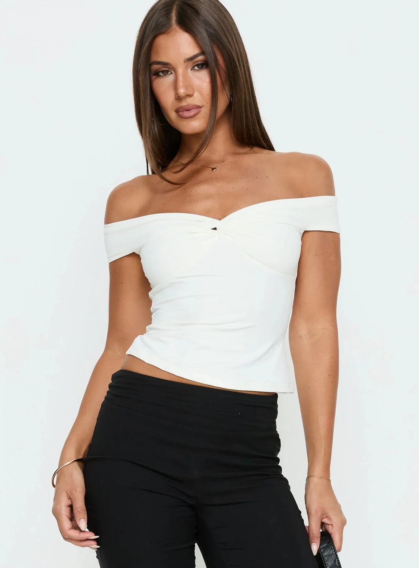 Damen Off-Shoulder Bustier-Top mit Raffung R&B - Image 7