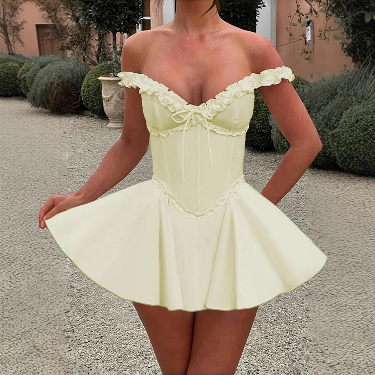 Damen Off-Shoulder Kleid mit raffinierten Rüschendetails R&B - Image 3