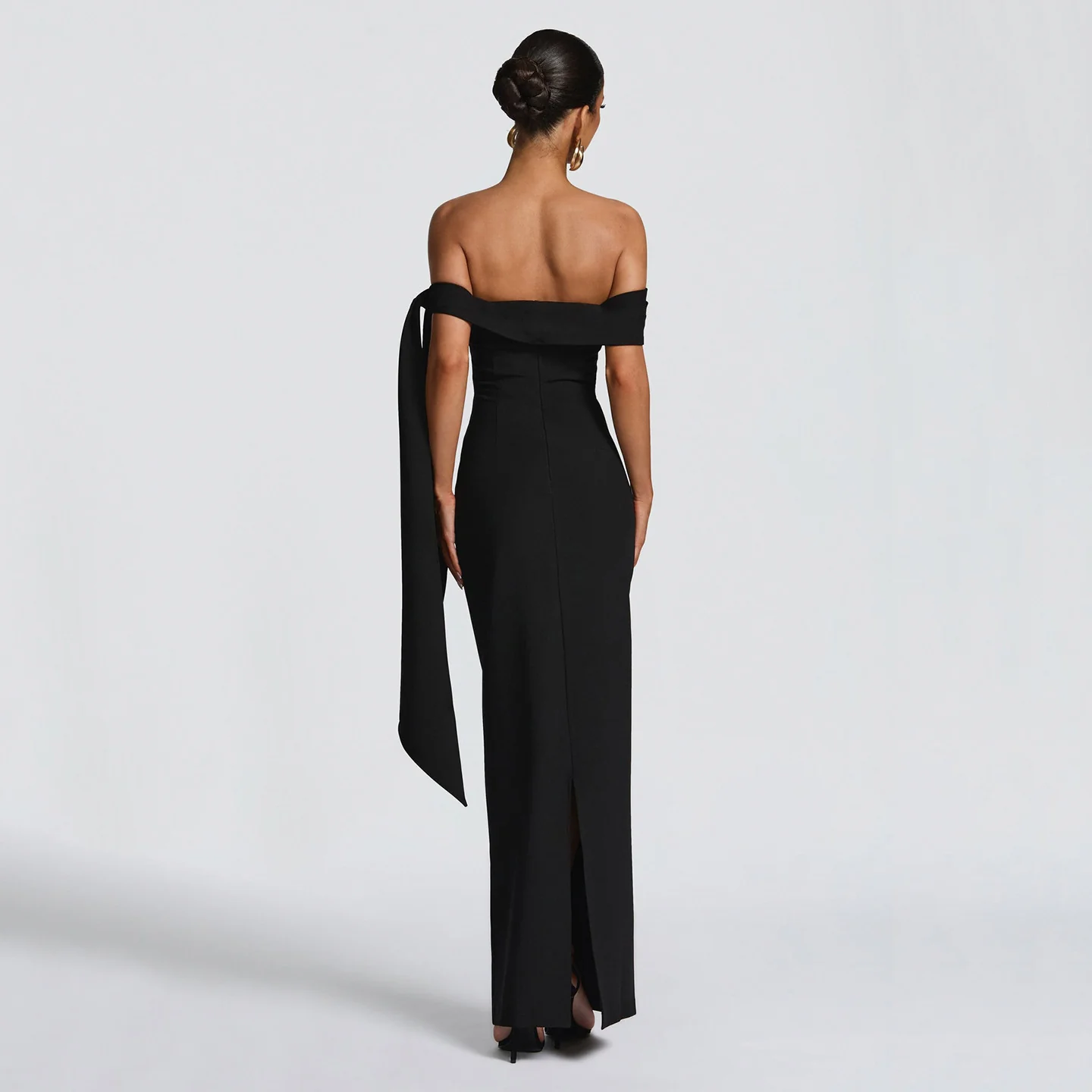 Damen Off-Shoulder Maxikleid mit eleganter Schleifenverzierung Heidi-Mode - Image 3