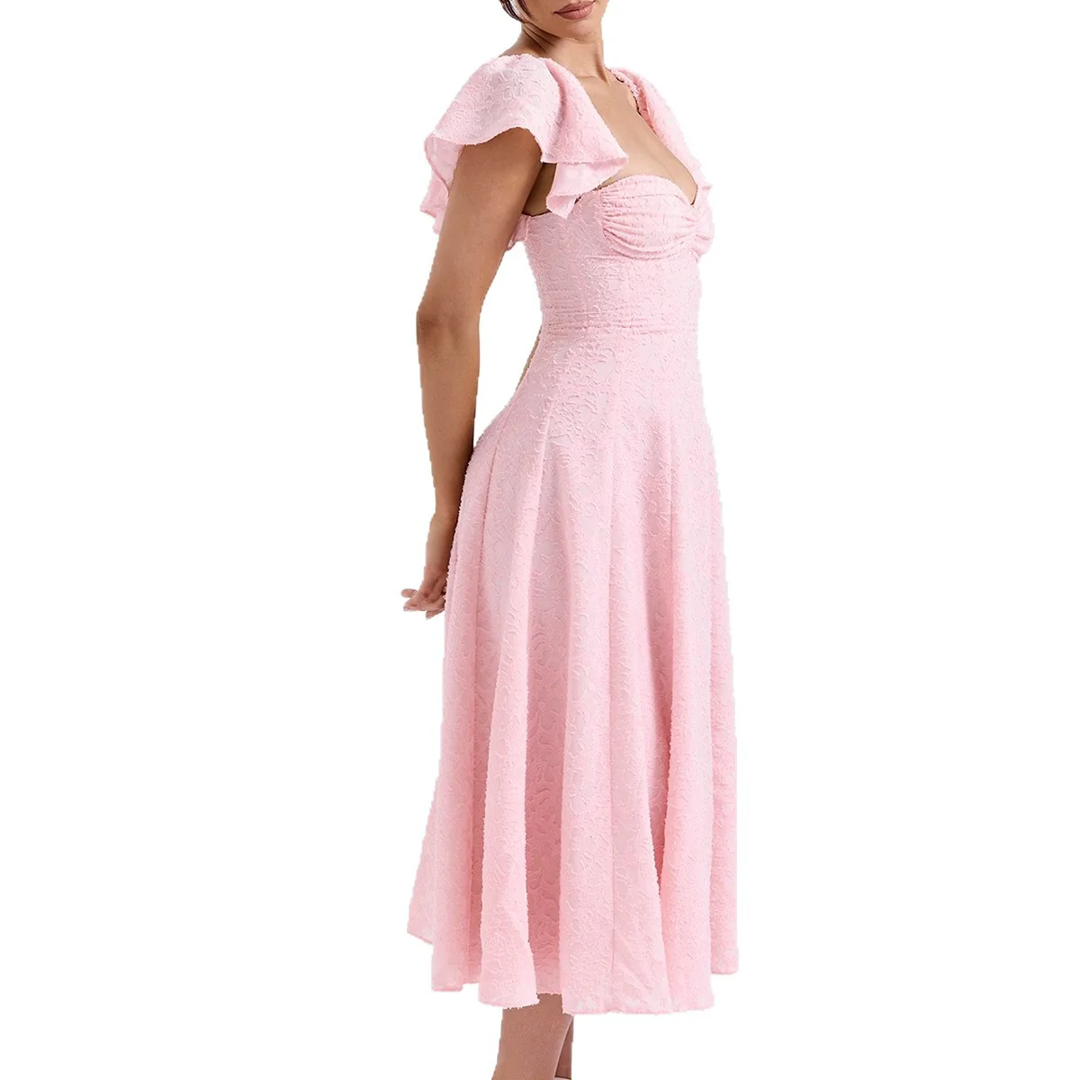 Damen Off-Shoulder Midikleid mit Rüschendetails und figurbetontem Schnitt R&B - Image 5