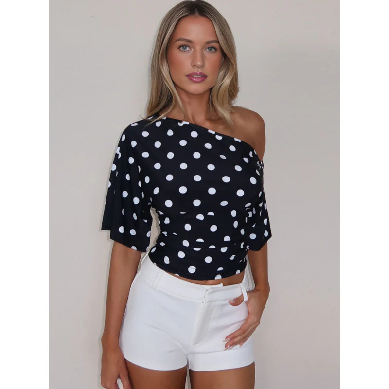 Damen Off-Shoulder Oberteil mit Punkten und voluminösen Ärmeln R&B - Image 3