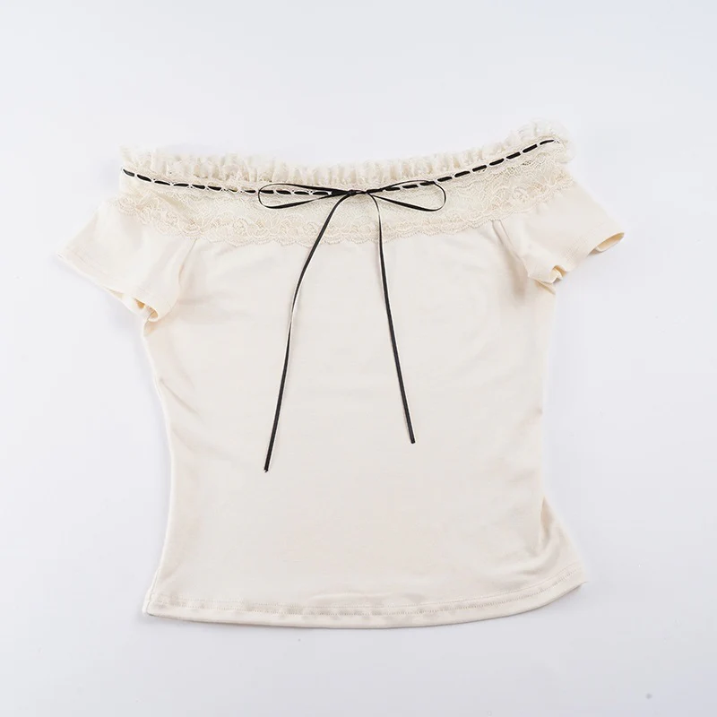 Damen Off-Shoulder Oberteil mit Spitzenverzierungen und taillierter Passform R&B - Image 7