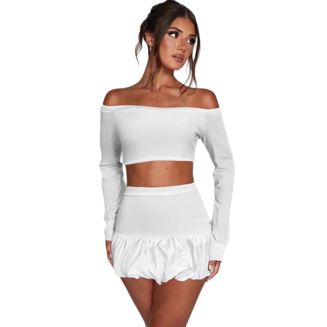 Damen Off-Shoulder Set mit raffiniertem Oberteil und fließendem Rock R&B - Image 5