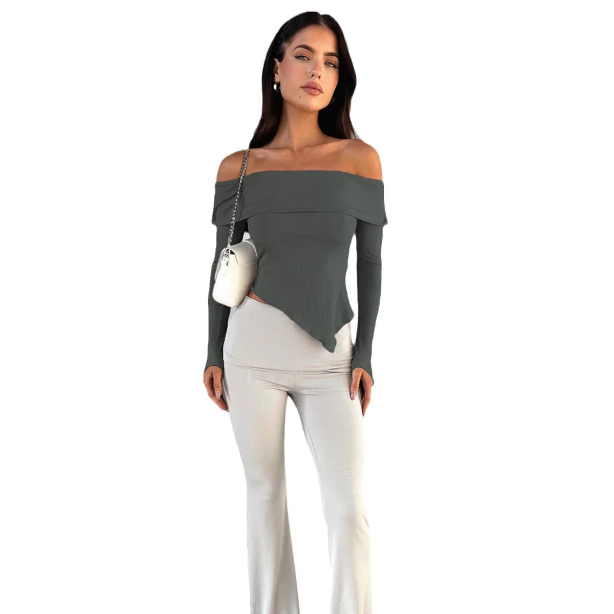 Damen Off-Shoulder Shirt mit eleganten Trompetenärmeln R&B - Image 5