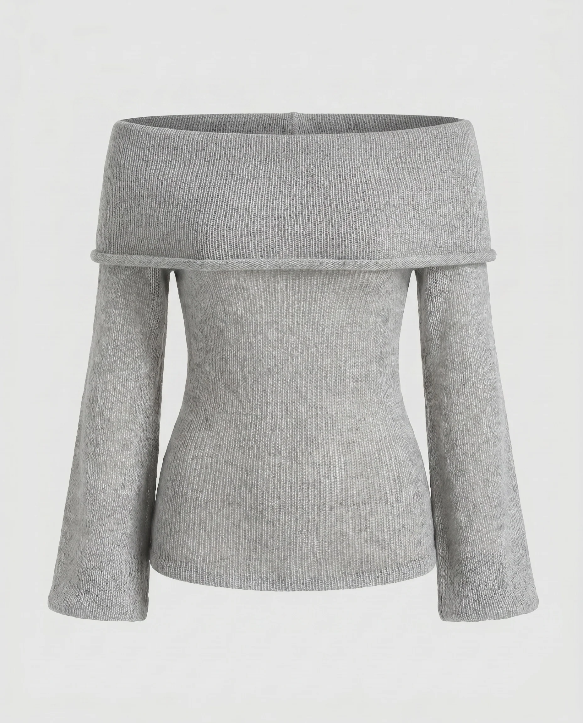 Damen Off-Shoulder Strickoberteil mit dekorativem Muster - Image 6