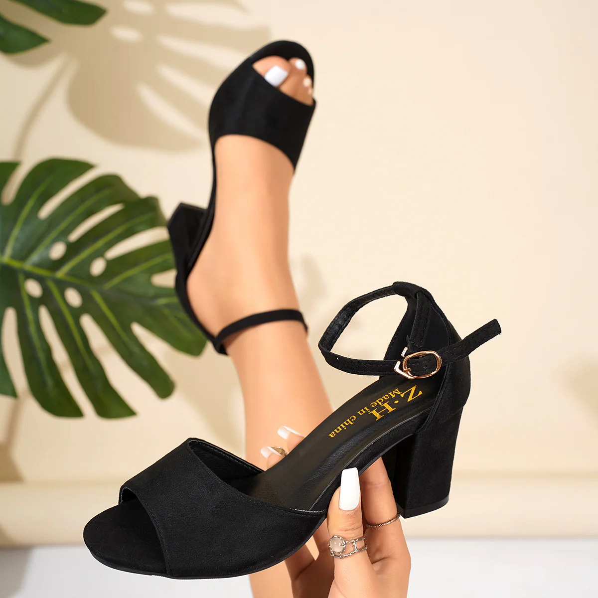 Damen Offene Sandalen mit modischem Blockabsatz und verstellbarem Riemchen R&B - Image 6