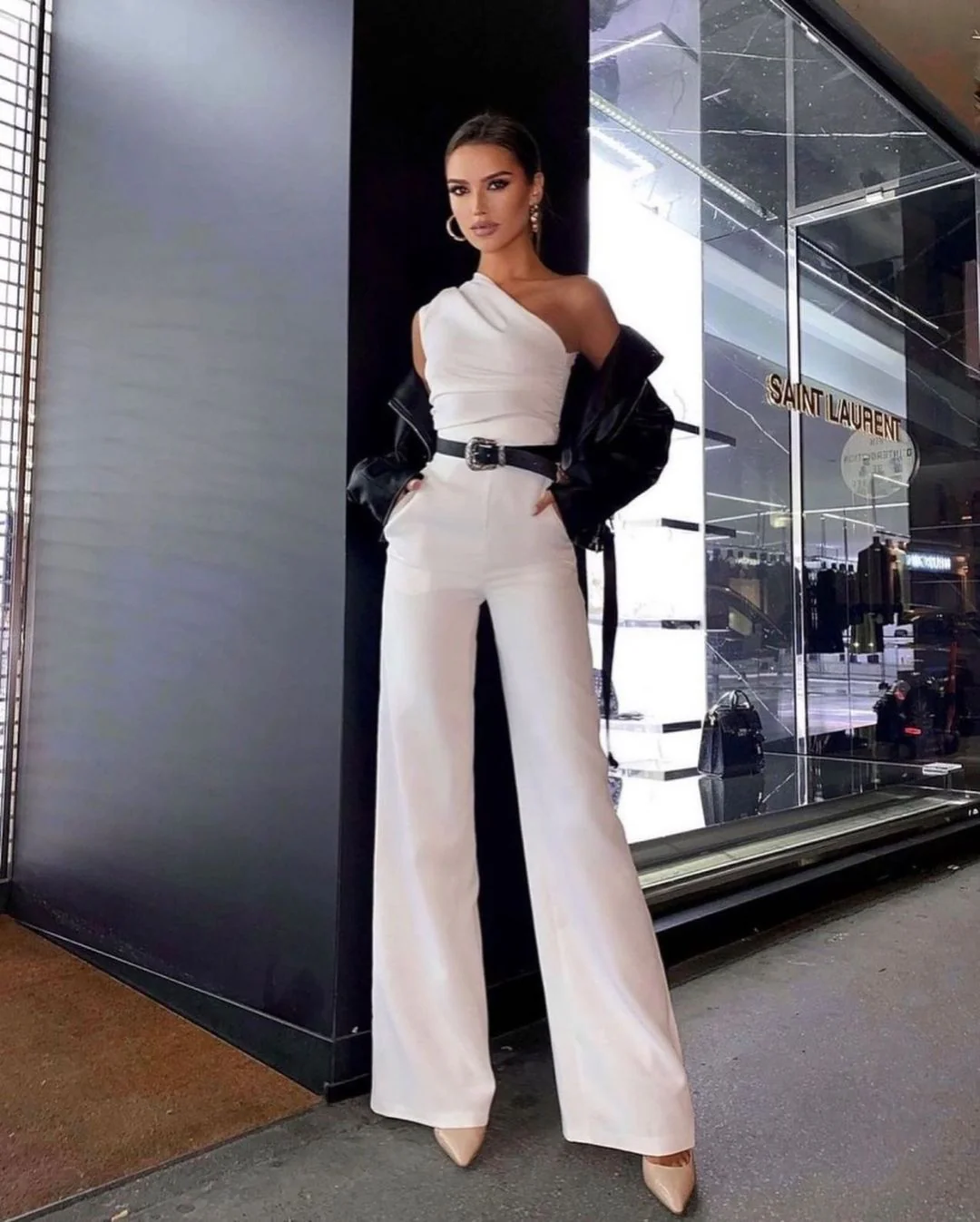 Damen One-Shoulder Jumpsuit mit weitem Bein R&B - Image 7