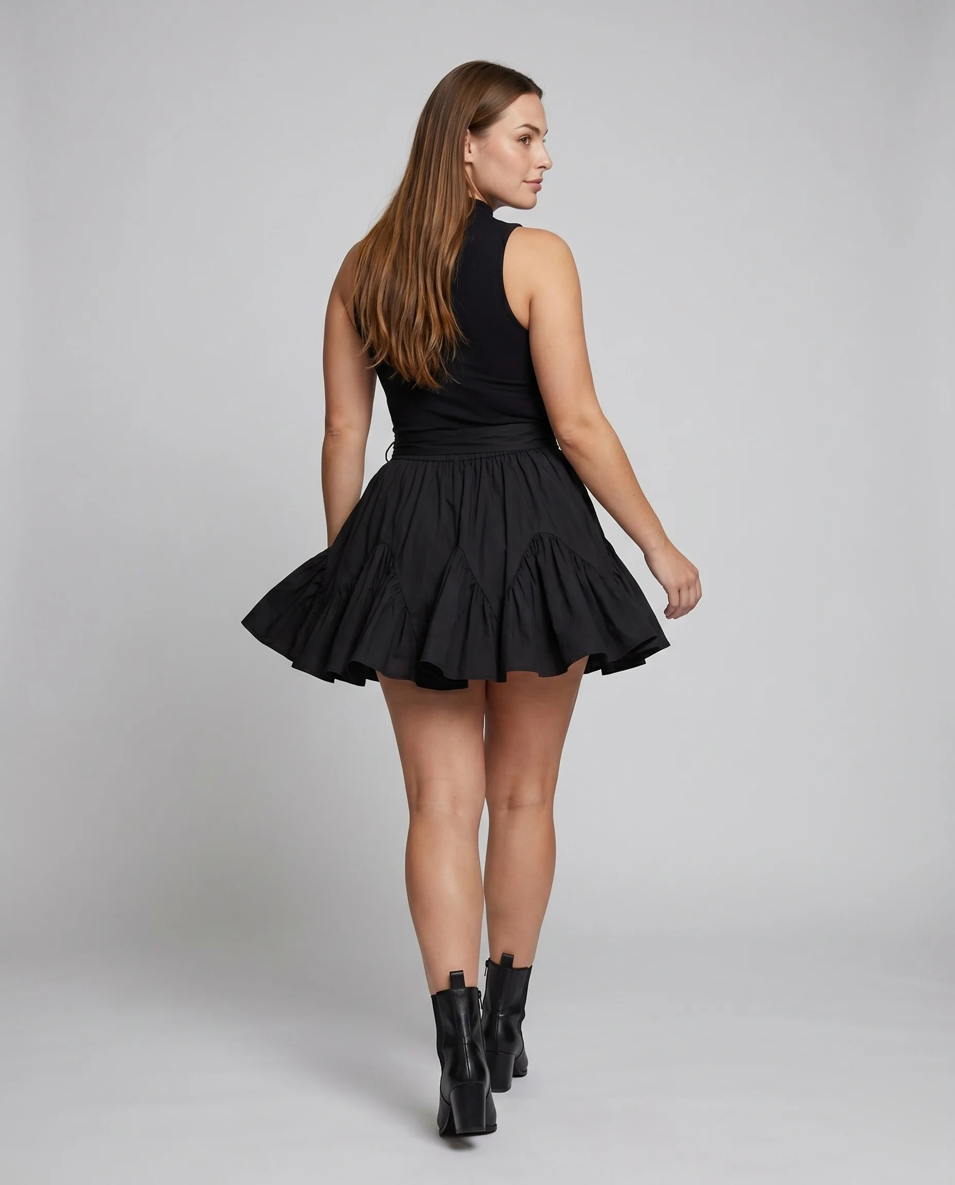 Damen Oversize Top mit hochgeschlossenem Kragen und elastischem Bund R&B - Image 4