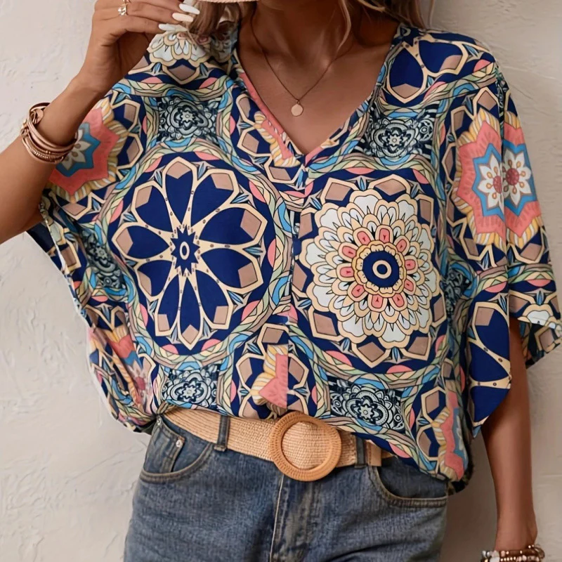 Damen Oversized Bluse mit kontrastvollem Blumenmuster R&B - Image 4