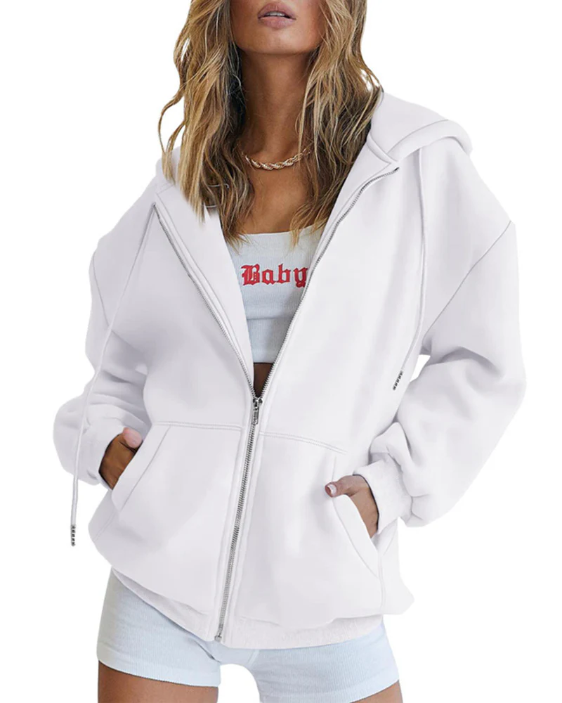 Damen Oversized Kapuzenjacke mit Reißverschluss R&B - Image 3