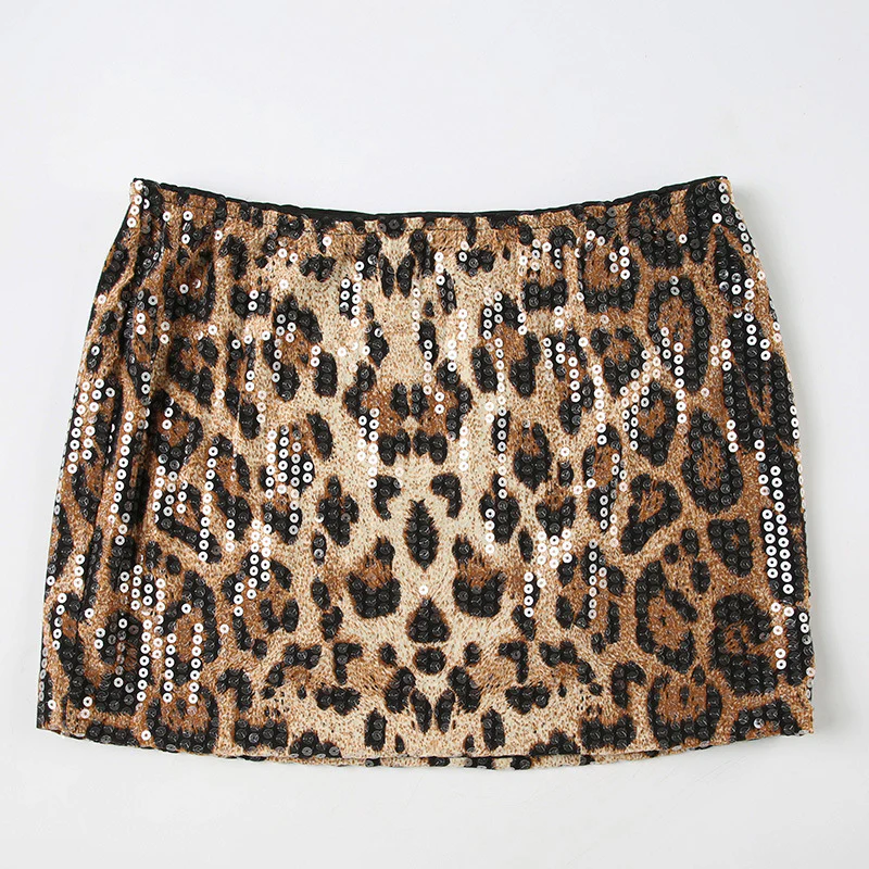 Damen Pailletten-Minikleid mit Leopardenmuster und verstellbaren Spaghettiträgern R&B - Image 20