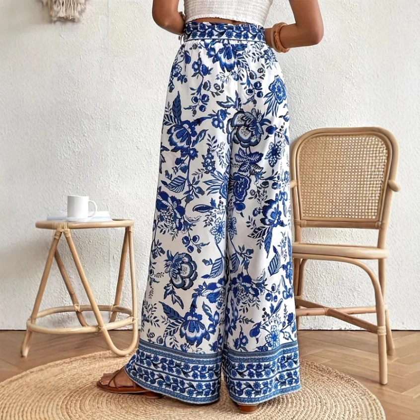 Damen Palazzohose mit buntem Print und elastischem Bund R&B - Image 4