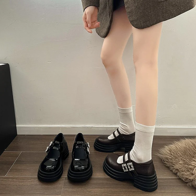 Damen Plateau-Ballerinas mit doppelt verstellbarem Riemen und glitzernden Details R&B - Image 4