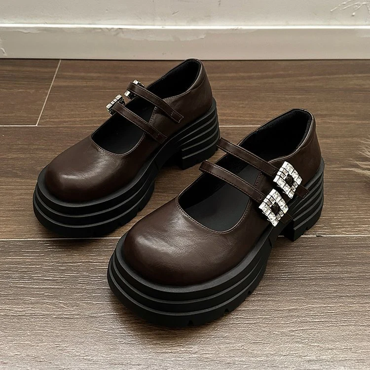 Damen Plateau-Ballerinas mit doppelt verstellbarem Riemen und glitzernden Details R&B - Image 6