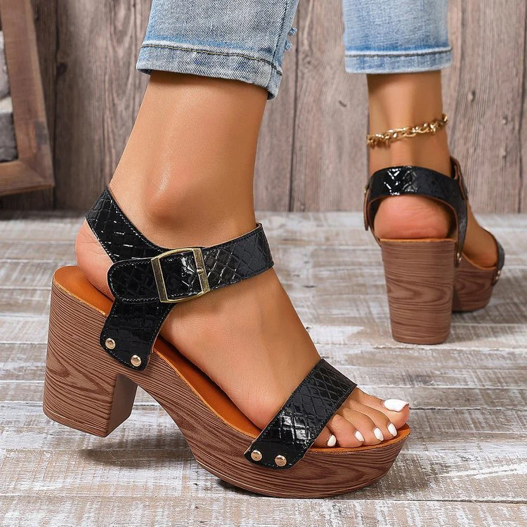 Damen Plateau-Sandalen mit dekorativer Schnalle und rutschfester Sohle Heidi-Mode - Image 6