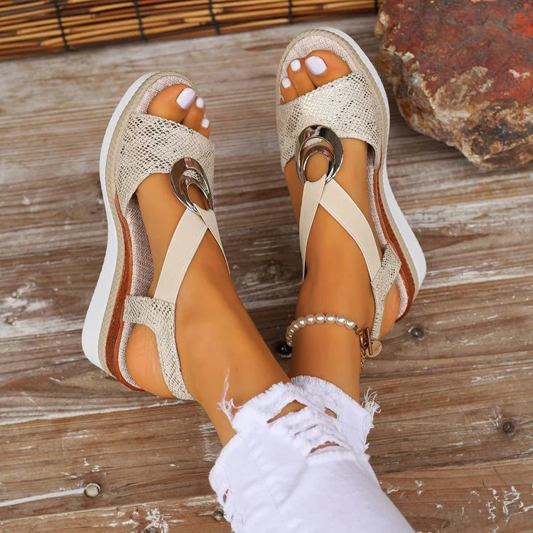 Damen Plateau-Sandalen mit modischem Knoten und elastischen Riemen Heidi-Mode - Image 8