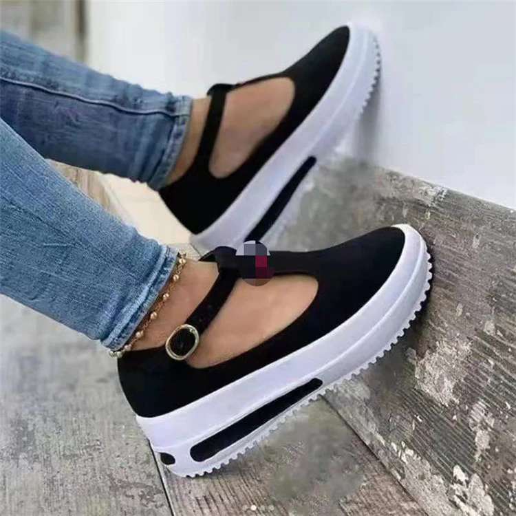 Damen Plateau-Sneaker mit modischem Schnallenverschluss und luftiger Sohle R&B - Image 2