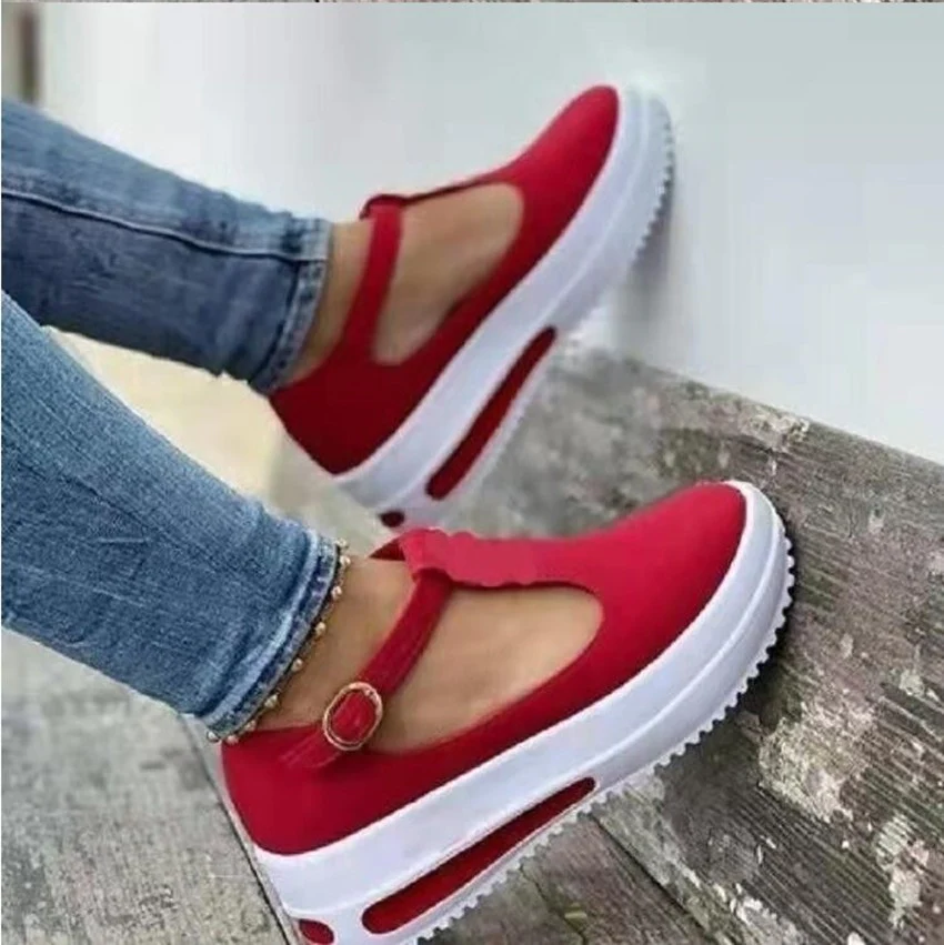 Damen Plateau-Sneaker mit modischem Schnallenverschluss und luftiger Sohle R&B - Image 6