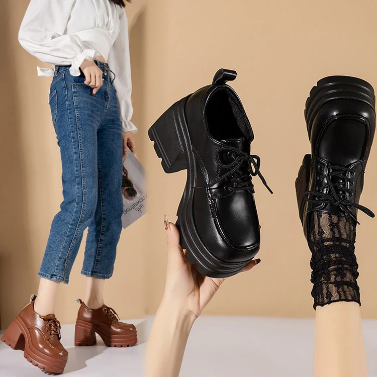 Damen Plateauschuh im angesagten Retro-Stil mit hohem Blockabsatz und robustem Profil R&B - Image 3